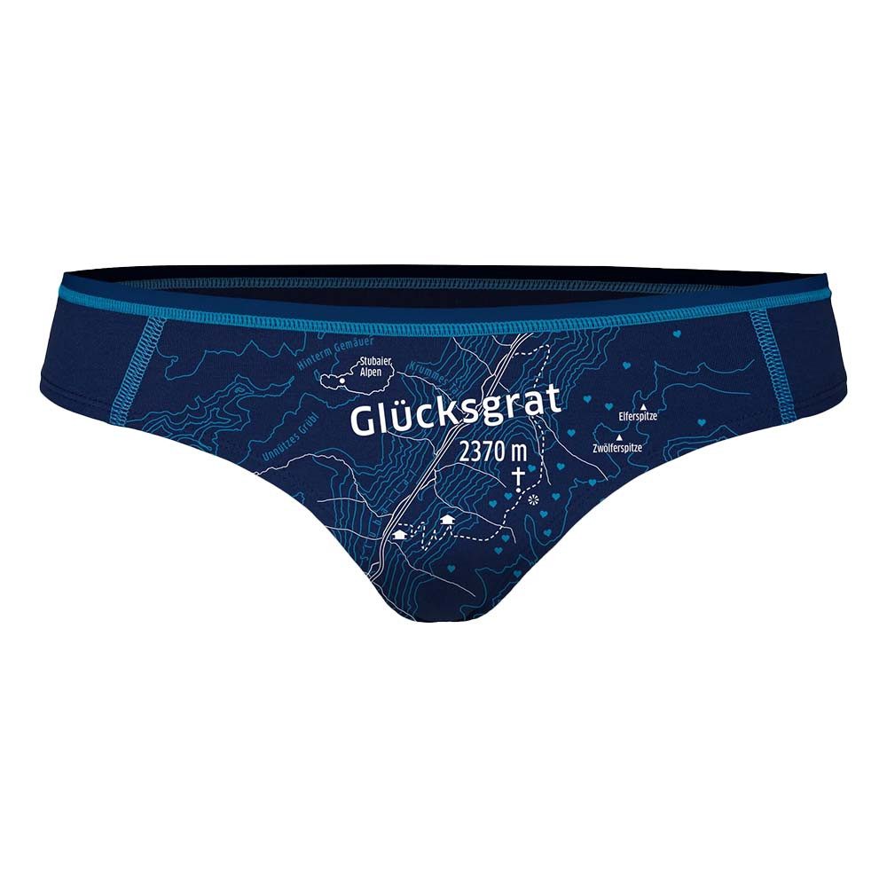 EIN SCHÖNER FLECK ERDE String String GLÜCKSGRAT – Tiefblau mit Berg-Print