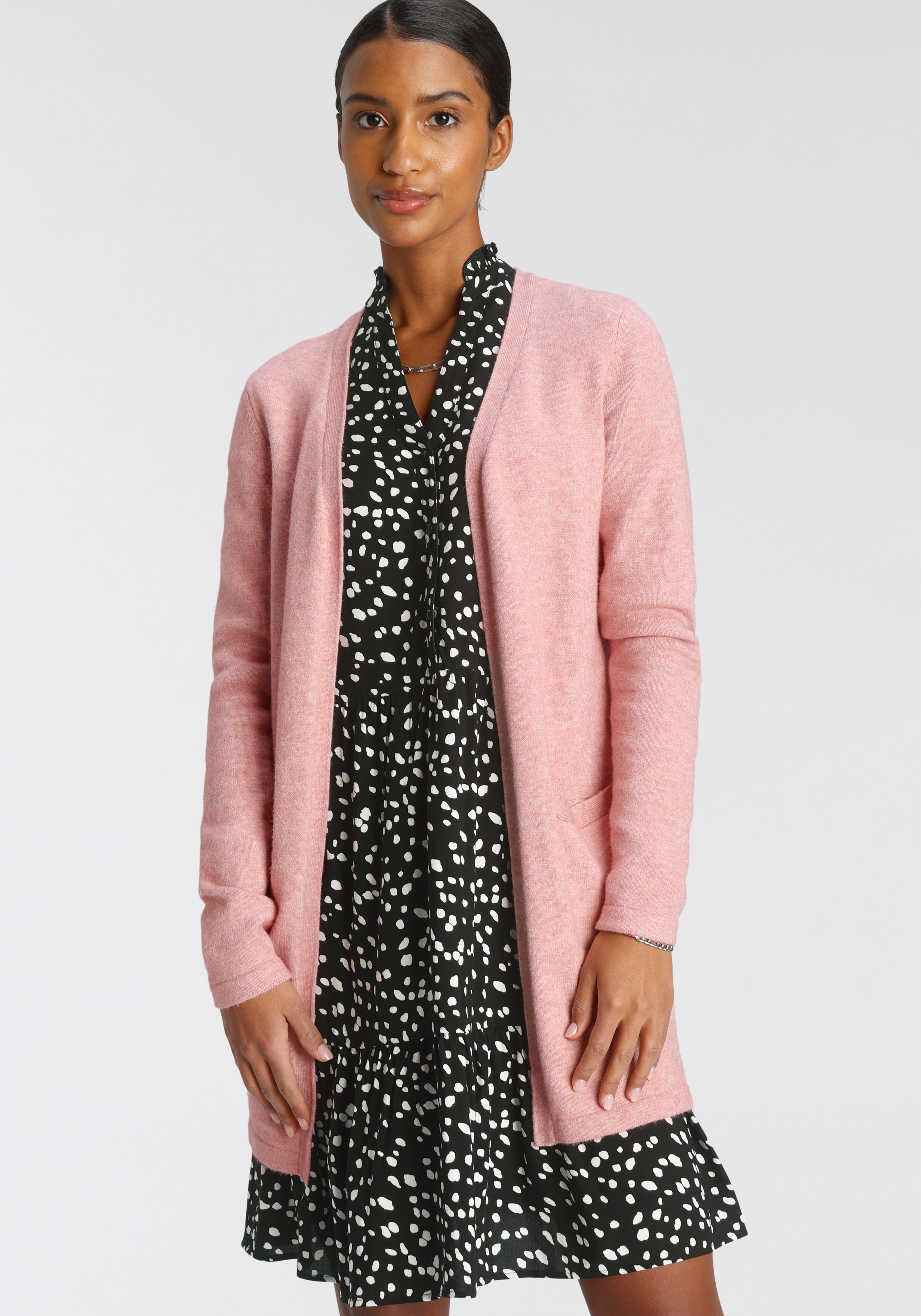 melange mit Cardigan rosa (Strickjacke Material) nachhaltigem Tamaris aus Taschen