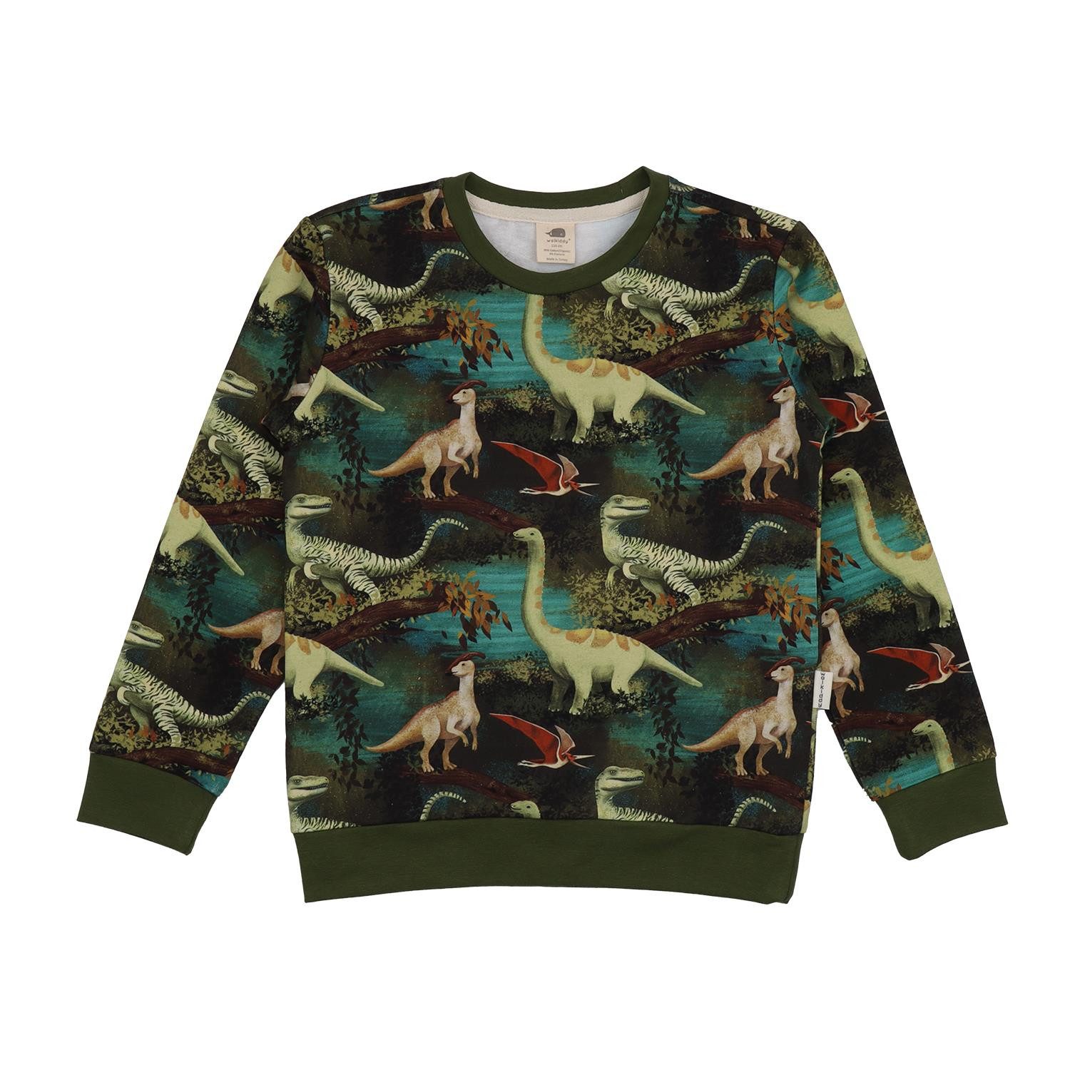 Walkiddy Sweatshirt Sweatshirt mit Dino-Motiv aus Bio-Baumwolle Bio Baumwolle,GOTS,Kinderbekleidung,nachhaltige Klamotten,Sweatshirt
