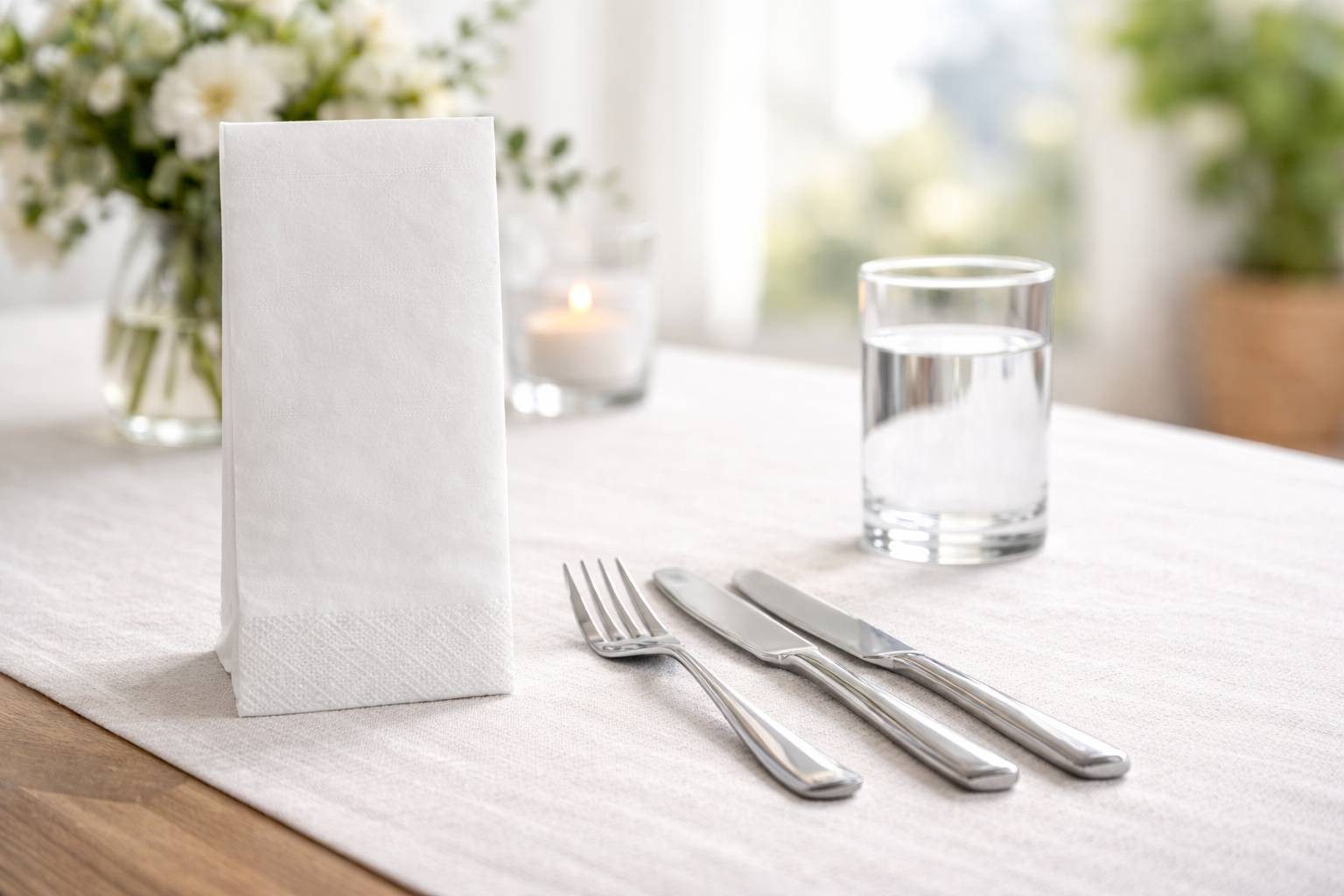 PACKEO Papierserviette 1/8-Falz 33×33 cm, 2-lagig, Weiß, Gastronomie Servietten, (200 St)