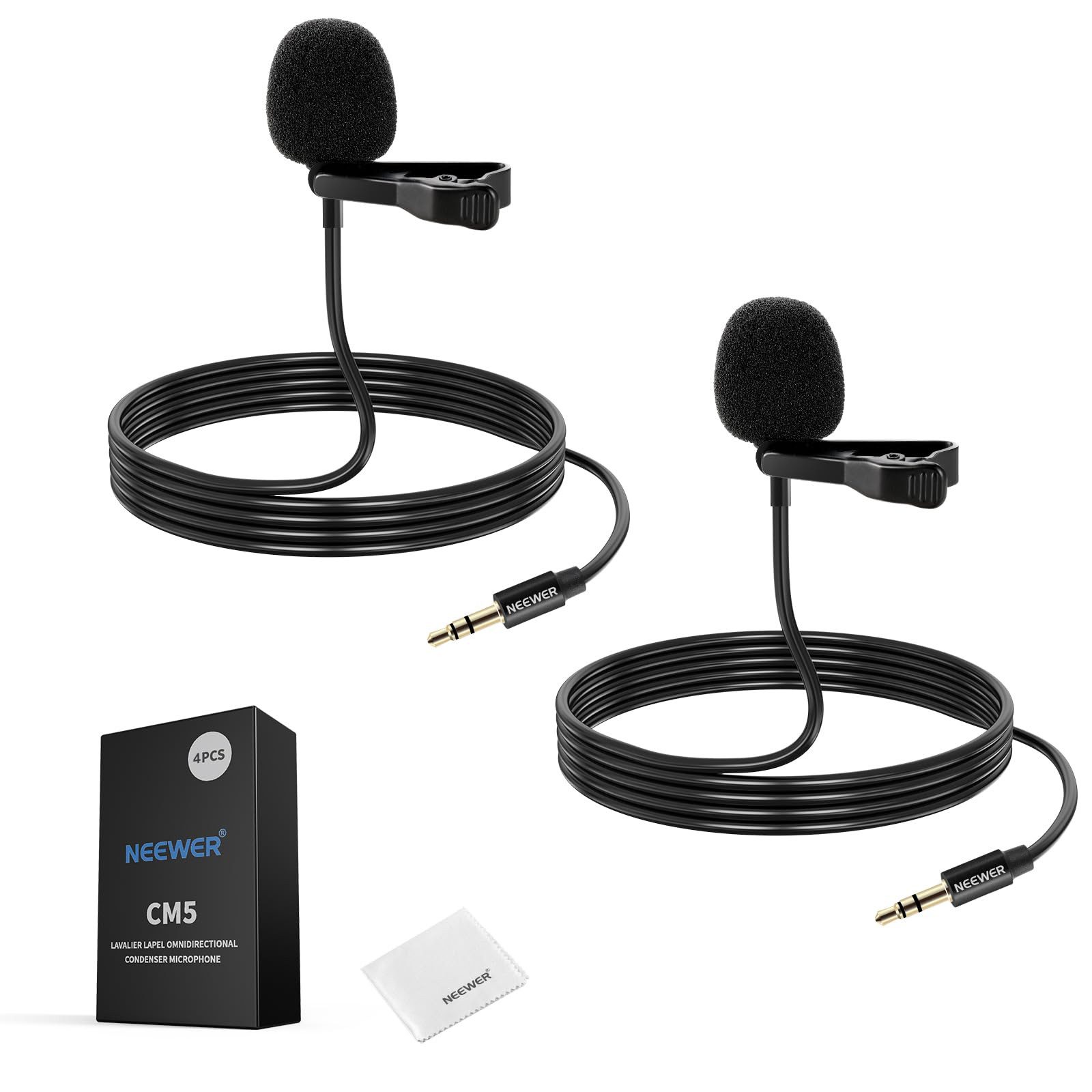 Neewer Mikrofon CM5 2x Lavalier Mikrofone für DJI & Rode Wireless GO II (Packung), Ansteckmikrofon