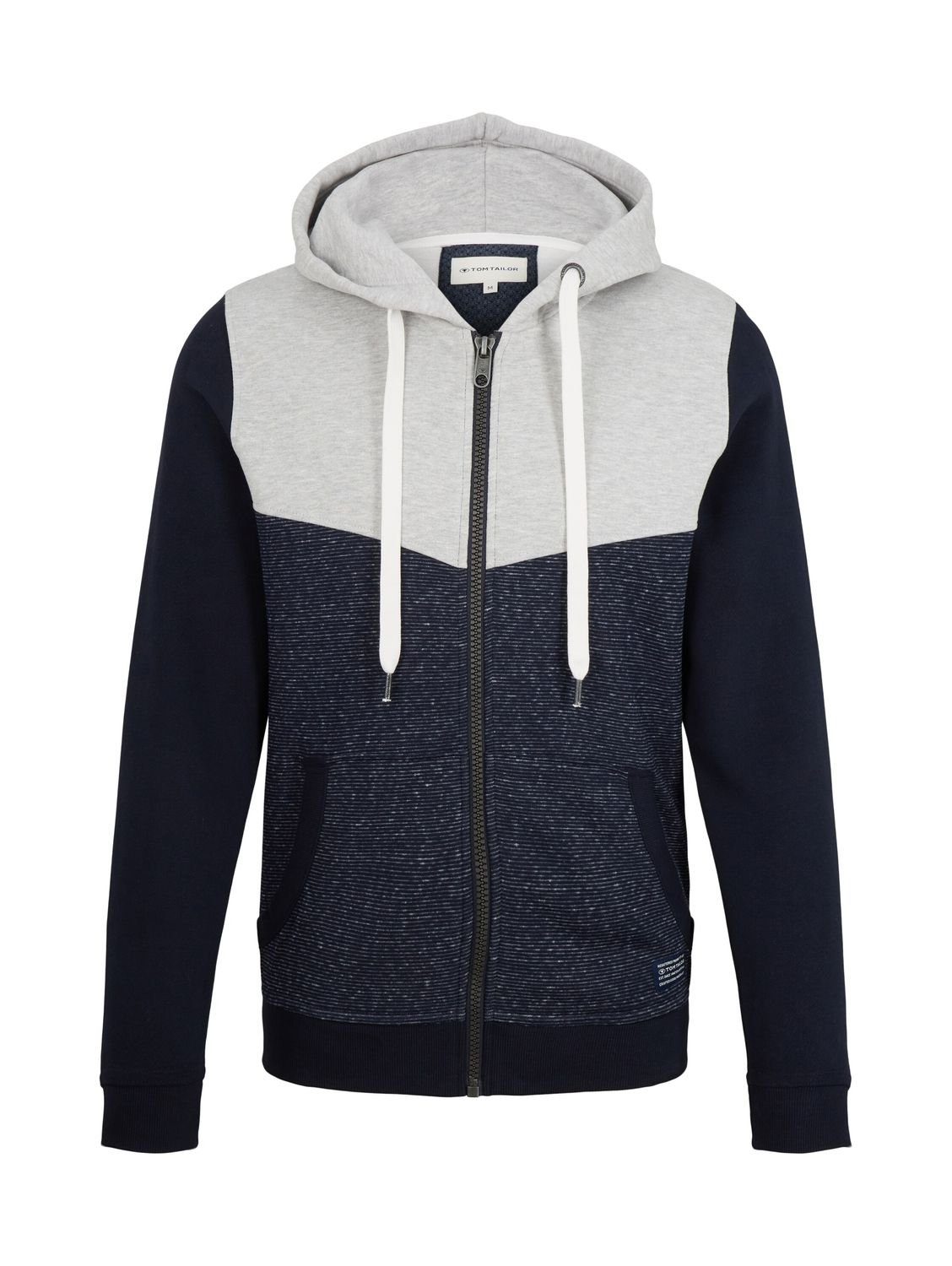 tremendous TOM TAILOR navy aus inject COLORBLOCK Baumwollmix offwhite Hoodie stripe