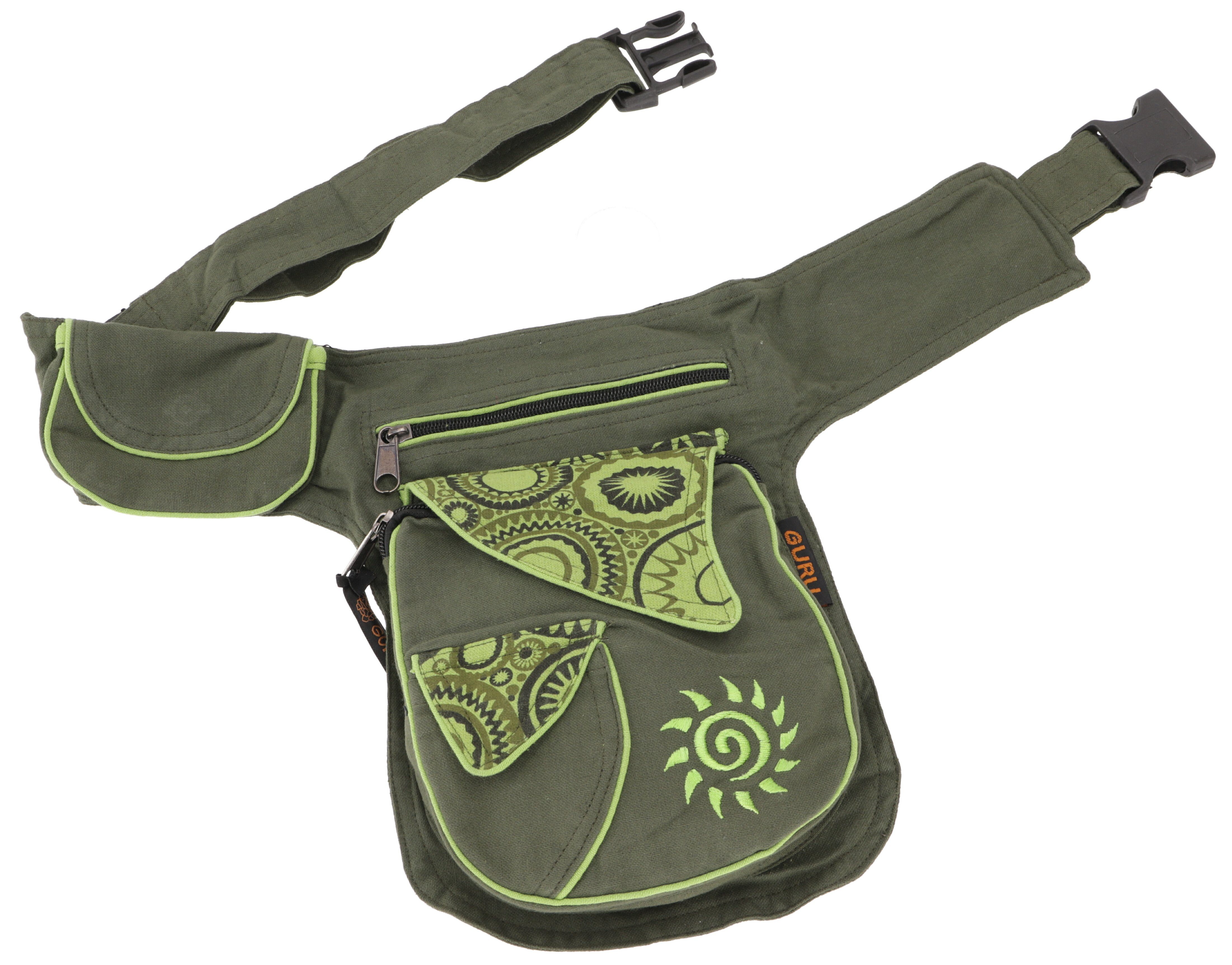 Gürteltasche Stoff olivgrün Guru-Shop Hüfttasche,.. Sidebag Goa & Gürteltasche,