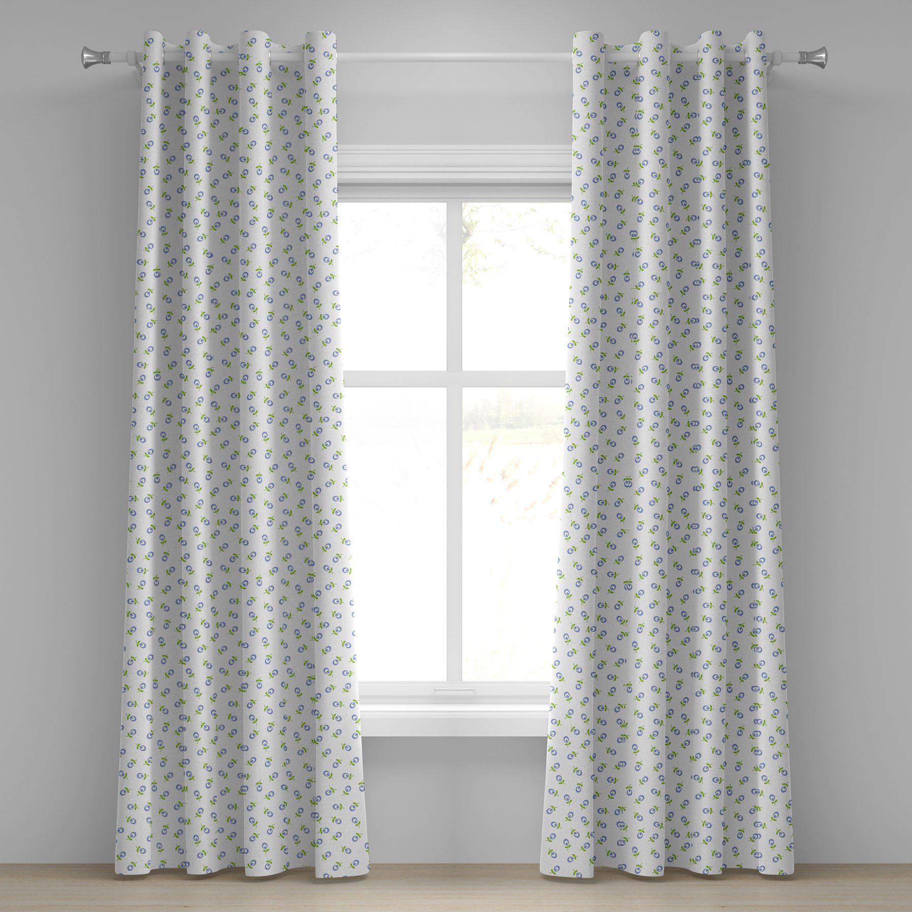 Gardine Dekorative 2-Panel-Fenstervorhänge für Schlafzimmer Wohnzimmer, Grün-Blatt-Weinlese Abakuhaus, Blumen