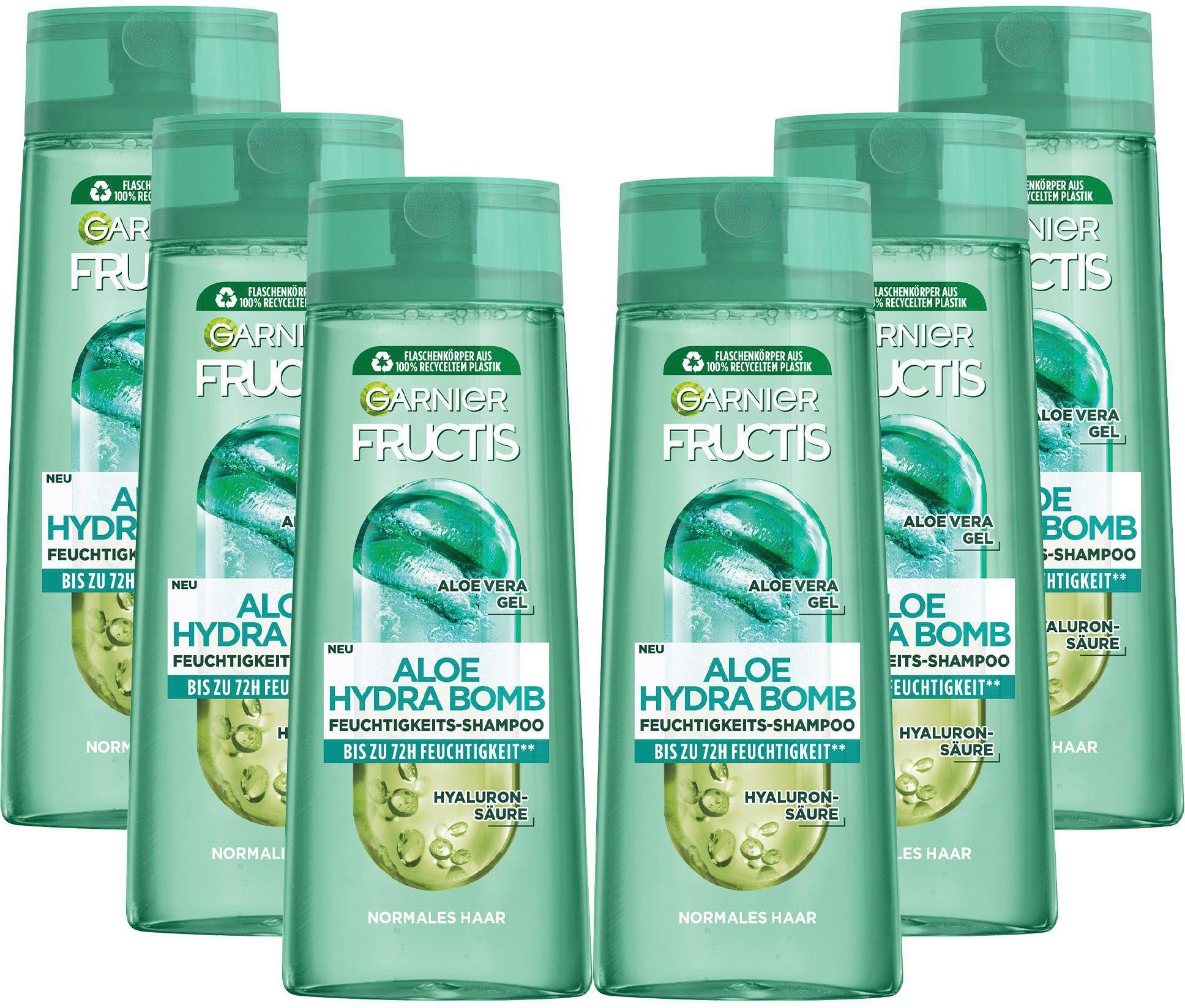 GARNIER Haarshampoo Bomb Hydra Fructis Aloe Shampoo, Garnier Packung, 6-tlg