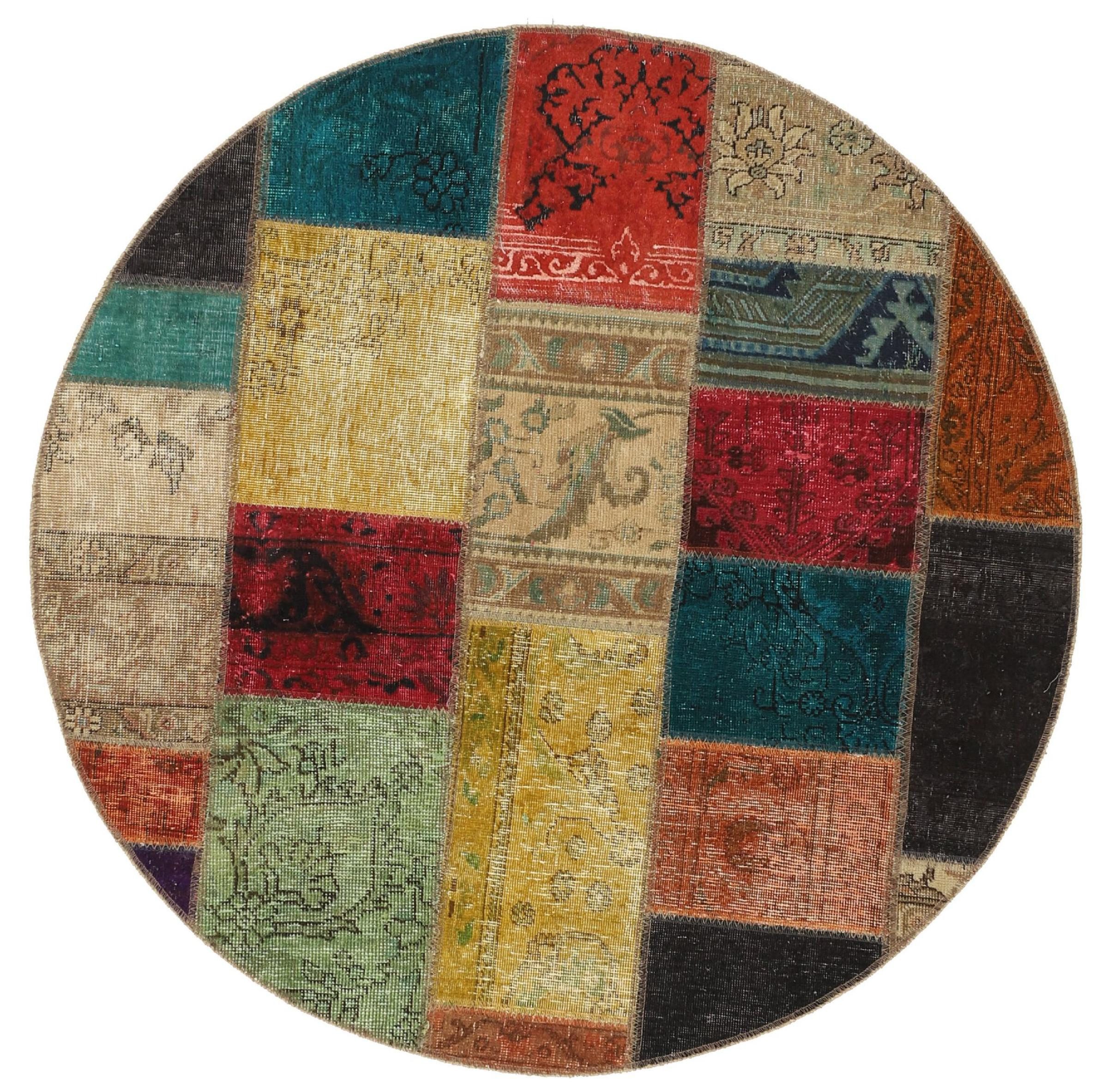 Orientteppich Patchwork 151x151 Handgeknüpfter Moderner Orientteppich /