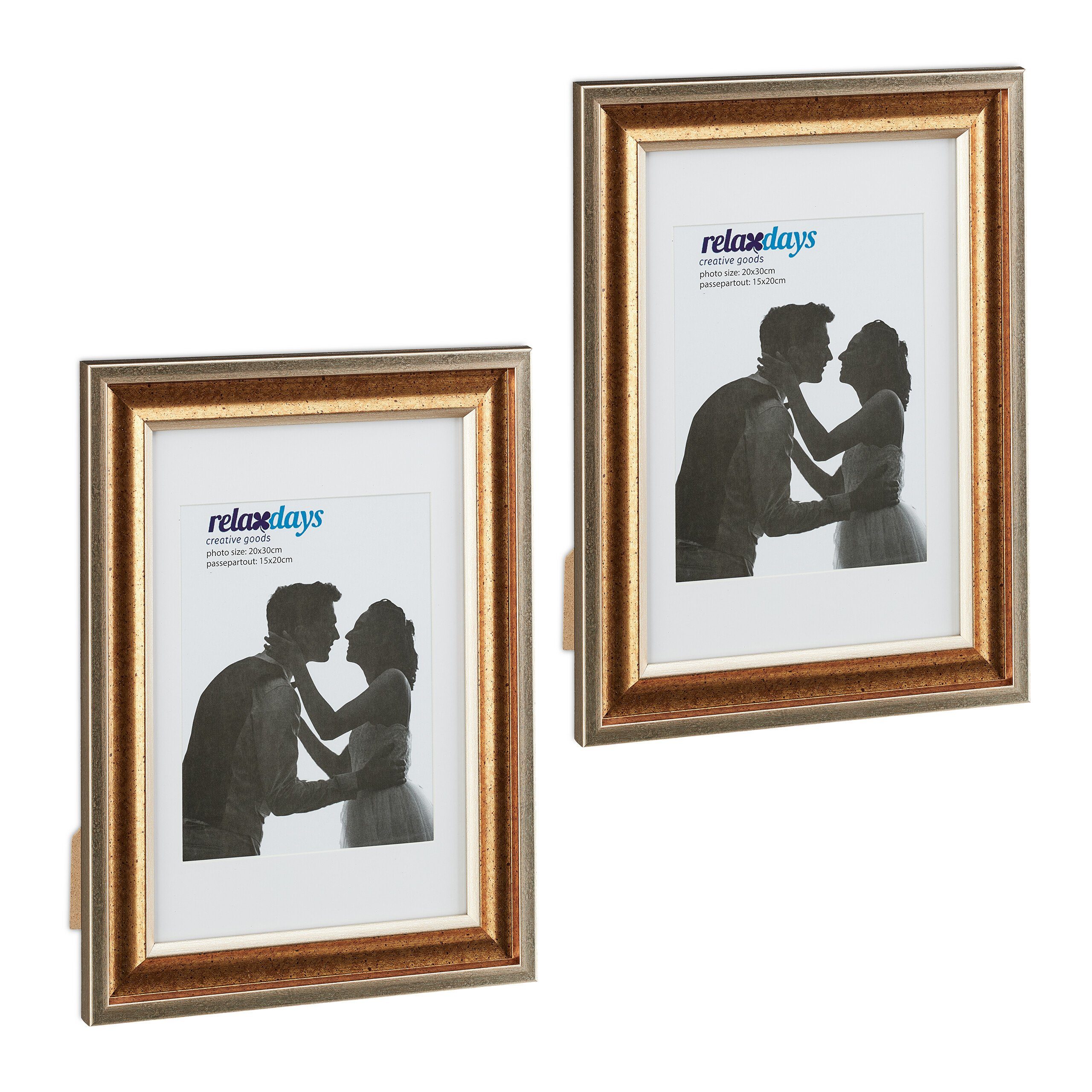 relaxdays Bilderrahmen-Set Bilderrahmen 20x30 cm 2er Set, gold günstig online kaufen