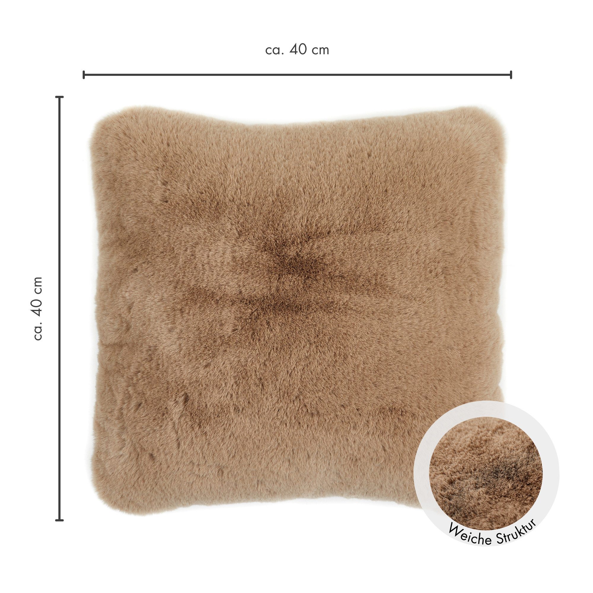 LUXOR living Fellkissen Dekokissen Novara, Kunstfell, eckig, 40x40 cm, sehr weich, mit Füllung, Wohnzimmer