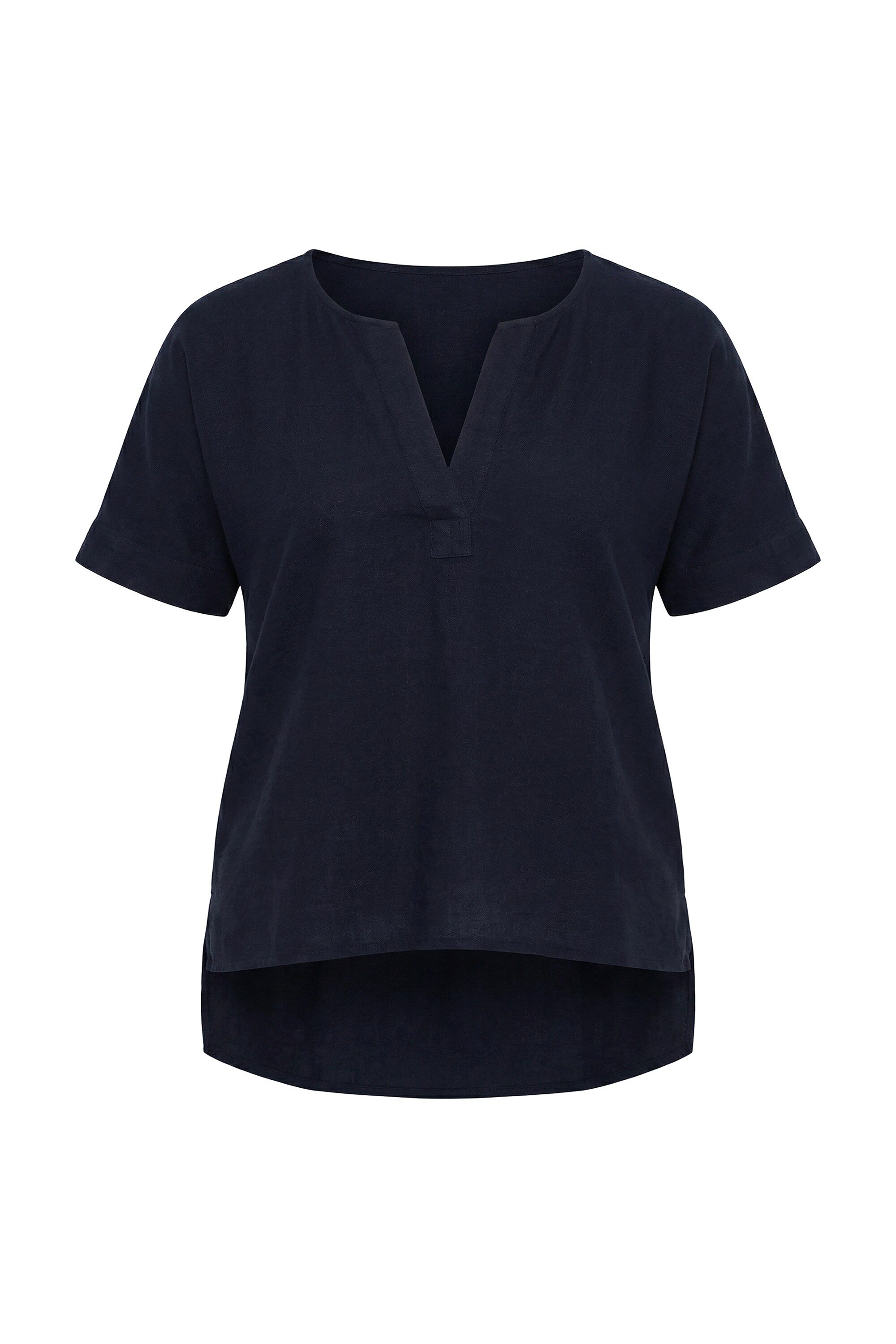 Angel of Style Longbluse Bluse A-Linie Leinenoptik Halbarm