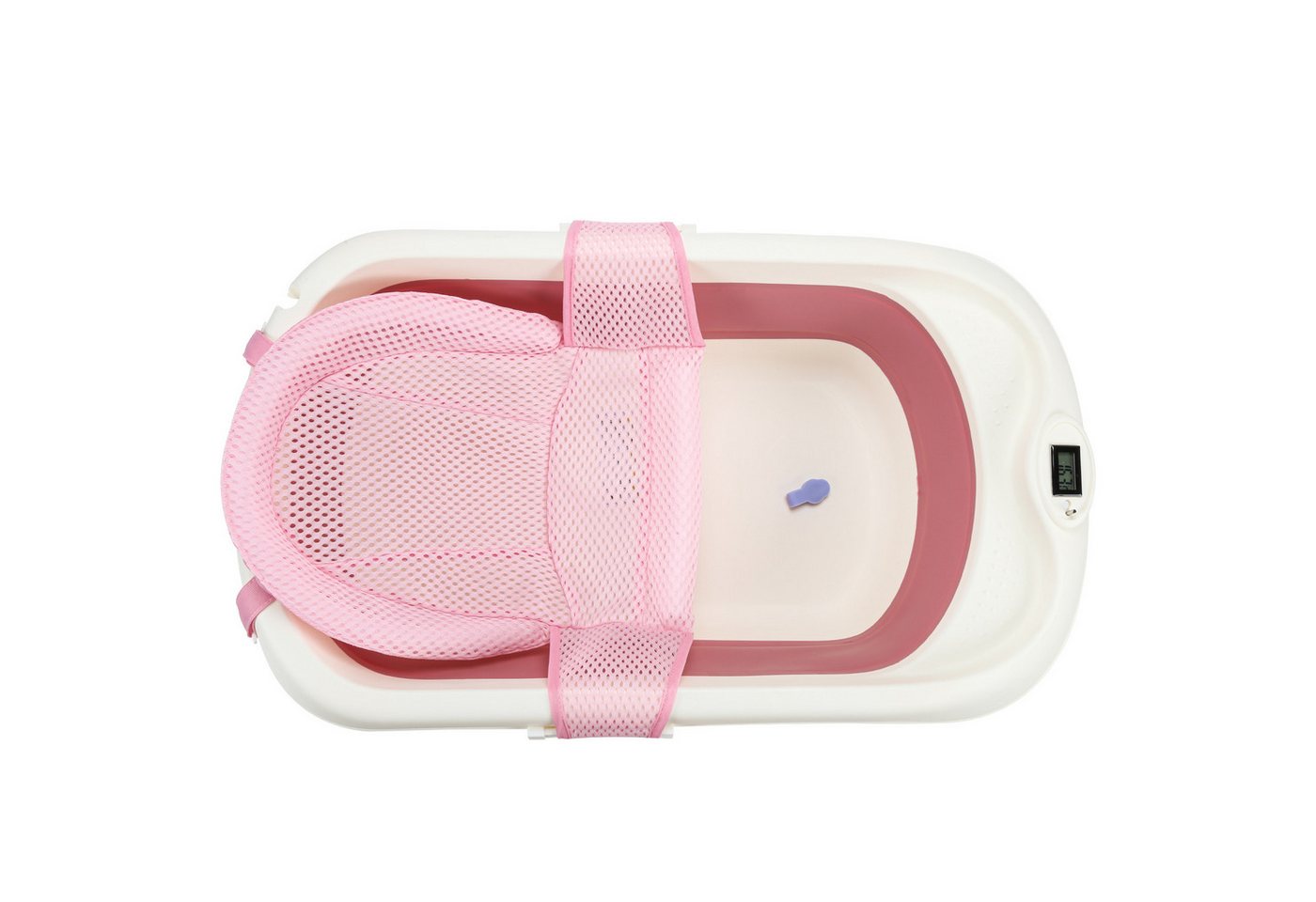 Clanmacy Babybadewanne Babybadewanne faltbar mit Thermometer & Badenetz, Platzsparend
