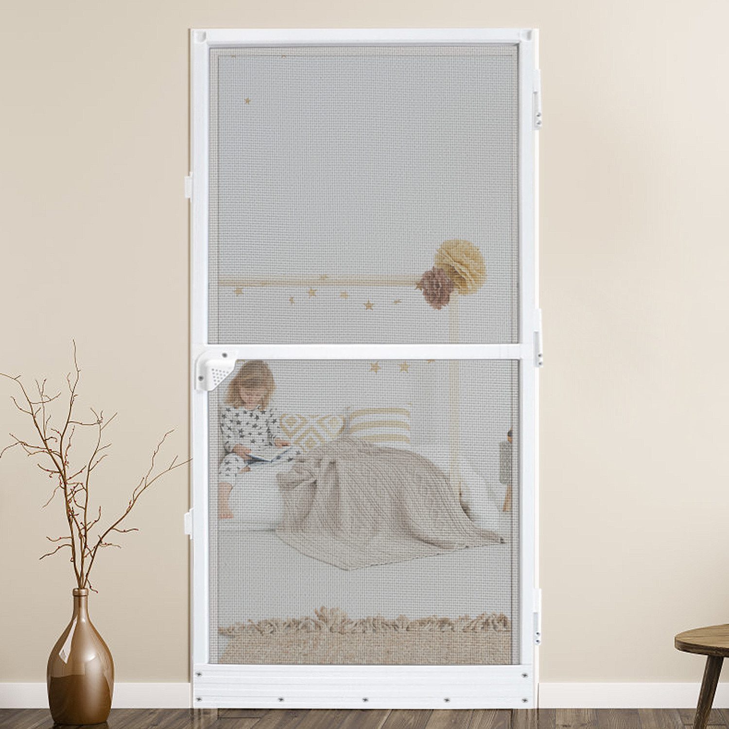 FIVMEN Insektenschutz-Tür mit Alu-Rahmen in Weiß & Fiberglasgewebe, Insektenschutz, Insektenschutztür für Balkontür & Terrassentür, Insect Screen
