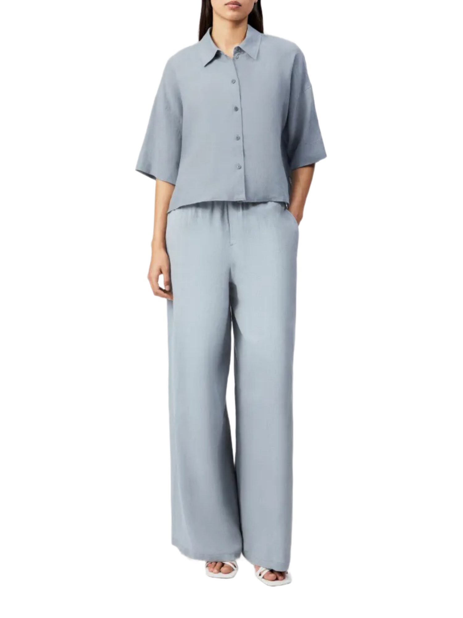 Drykorn Stoffhose grau,Casual,Leinen,Unifarben,Relaxed Fit,Hoch