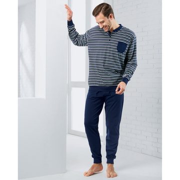 REDBEST Pyjama Herren-Schlafanzug (2 tlg) Single-Jersey Streifen