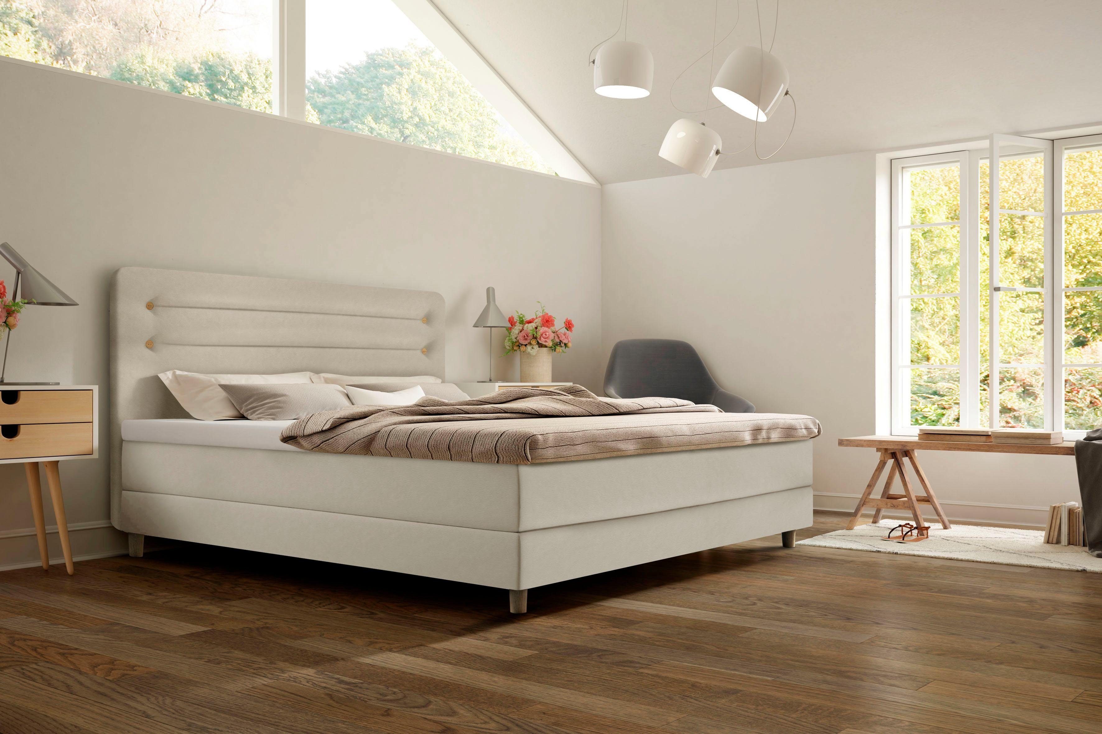 Schlaraffia Boxspringbett Fidelio, inkl GELTEX® Next Topper, Holzfuß in Eiche