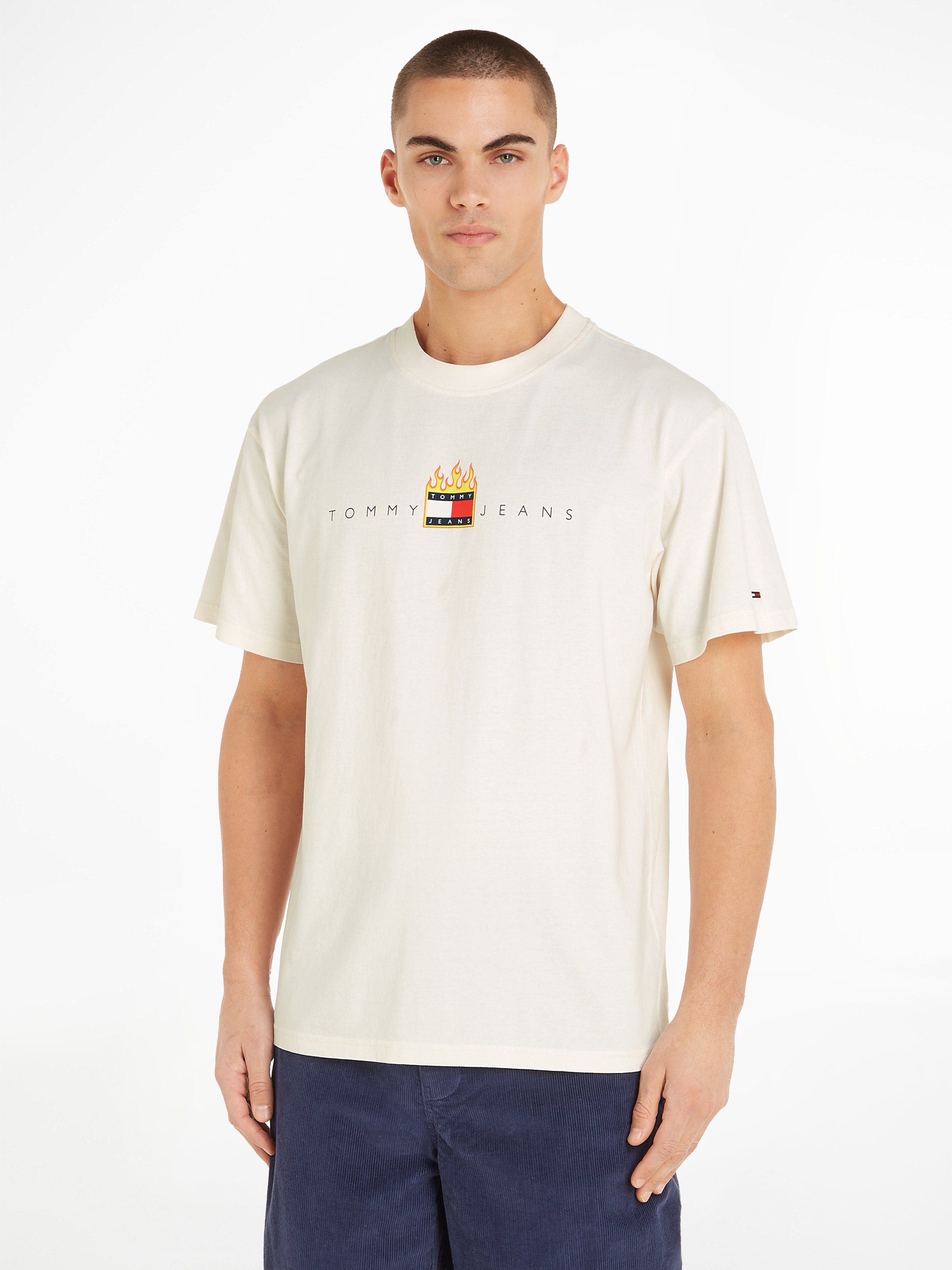 Tommy Jeans RLX TJM FLAG FIRE T-Shirt White LINEAR TEE Ancient