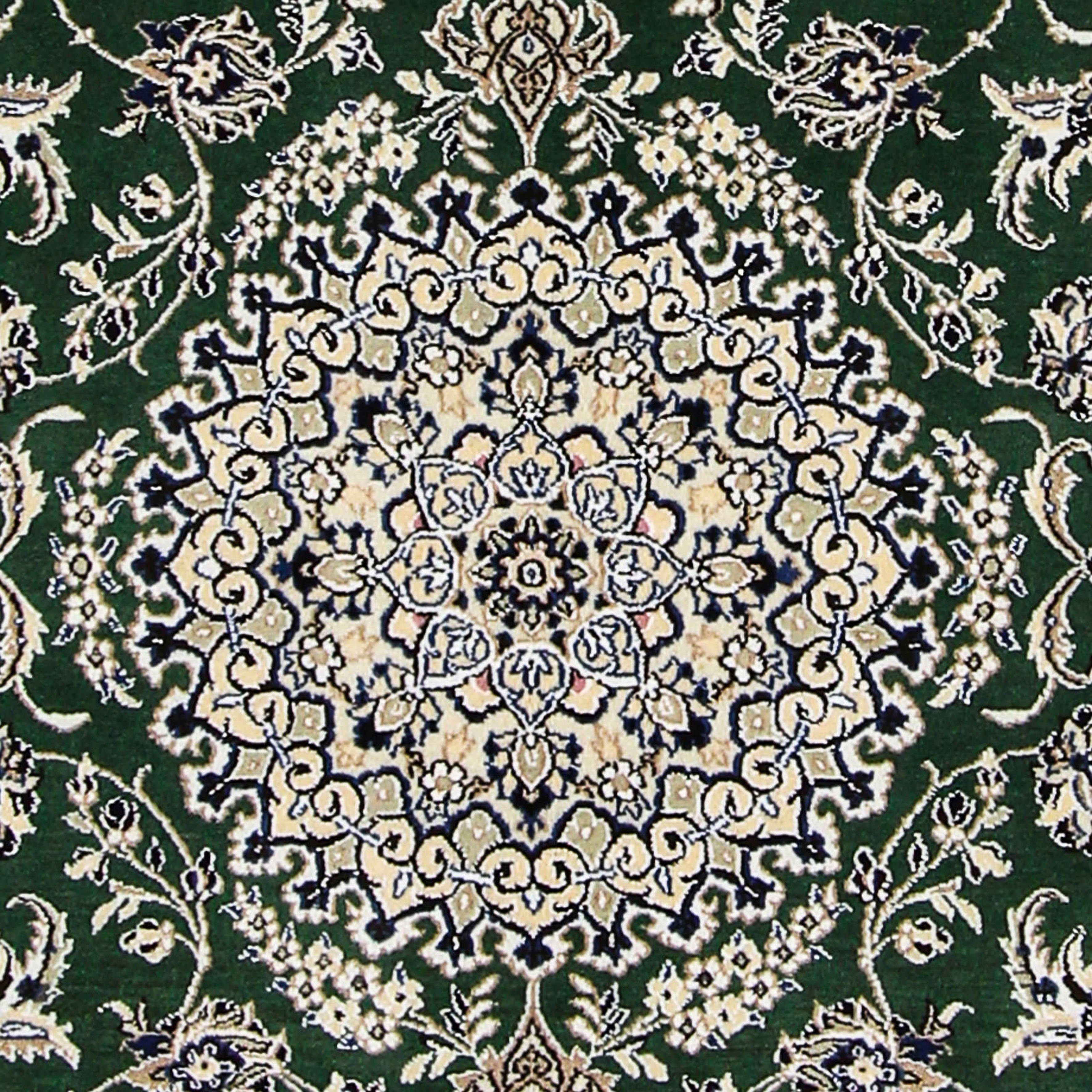 Orientteppich Perser - Nain Royal dunkelgrün, Handgeknüpft, - - 202 10 x Einzelstück Wohnzimmer, - Zertifikat 133 rechteckig, mm, morgenland, cm Höhe: mit