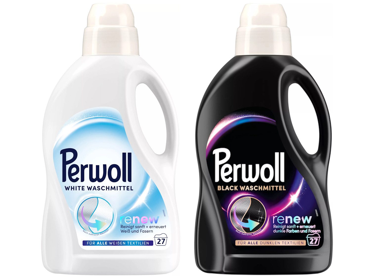 Perwoll Black & White 2 x 27 WL (54WL) Vollwaschmittel (Doppelpack, [- Flüssigwaschmittel mit Dreifach-Renew-Technologie für dunkle & weiße Wäsche)