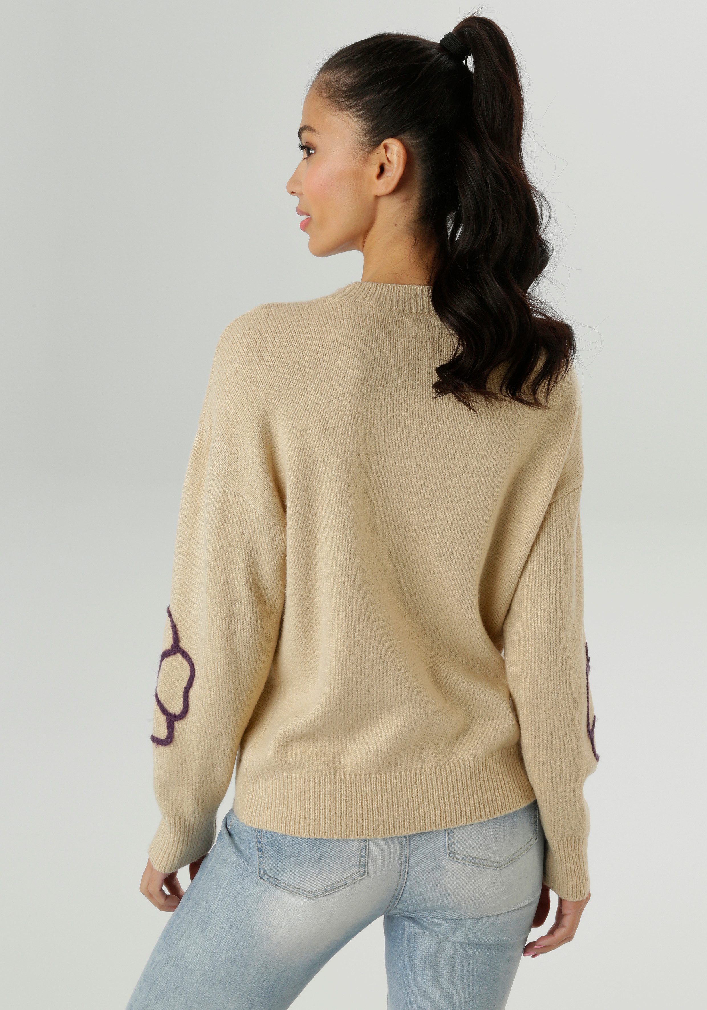 Aniston SELECTED Strickpullover vorne mit funkelnden Glitzersteinen verzier günstig online kaufen