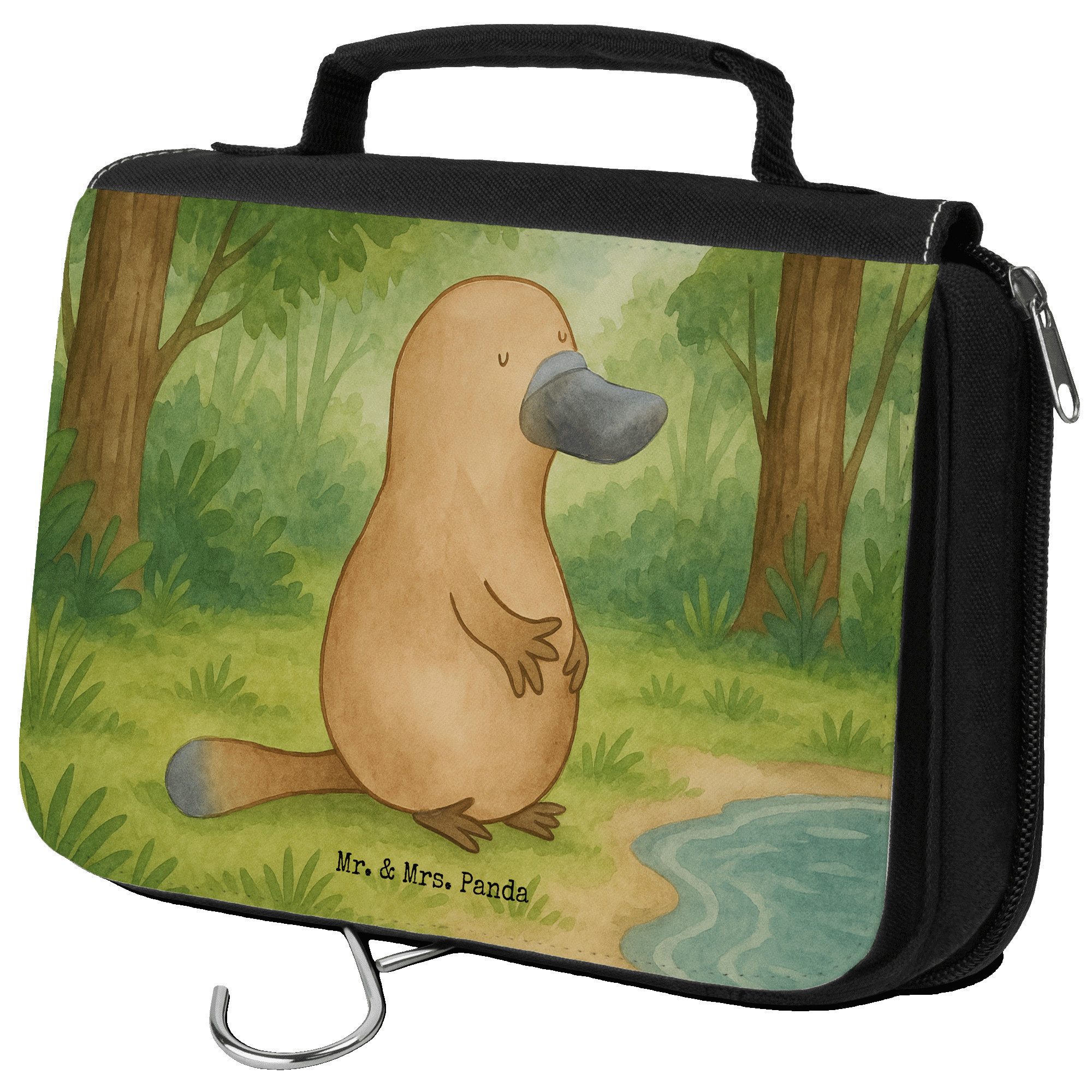 Kulturbeutel Schnabeltier Mut Design, beautycase, Weiß, Kulturtasche, kosmetiktäsc