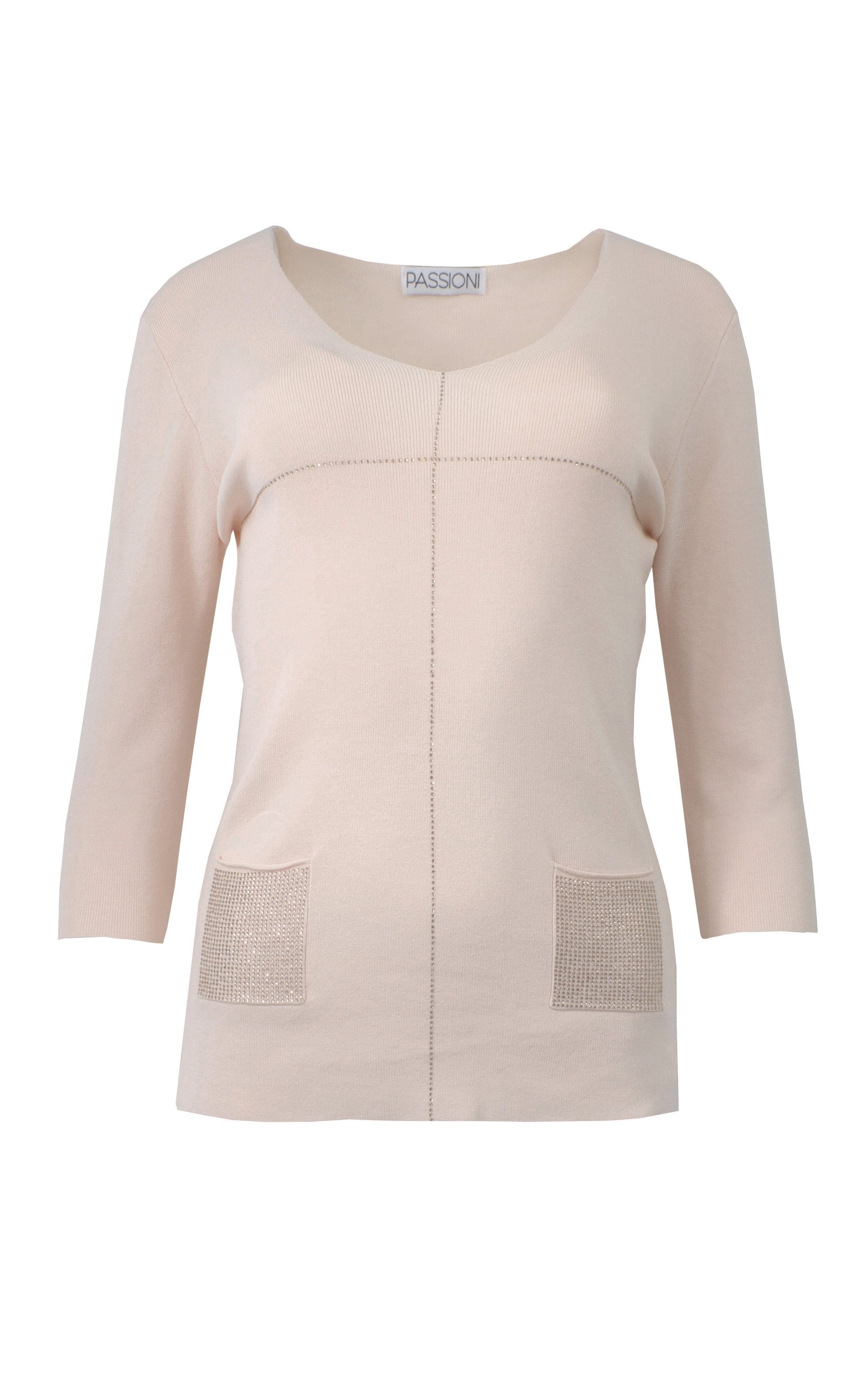 Passioni Strickpullover aus Feinstrick mit Strasssteinen günstig online kaufen