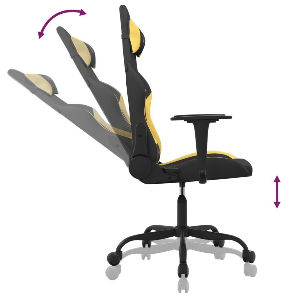 St) (1 furnicato Schwarz Stoff Gelb Gaming-Stuhl Massagefunktion mit und