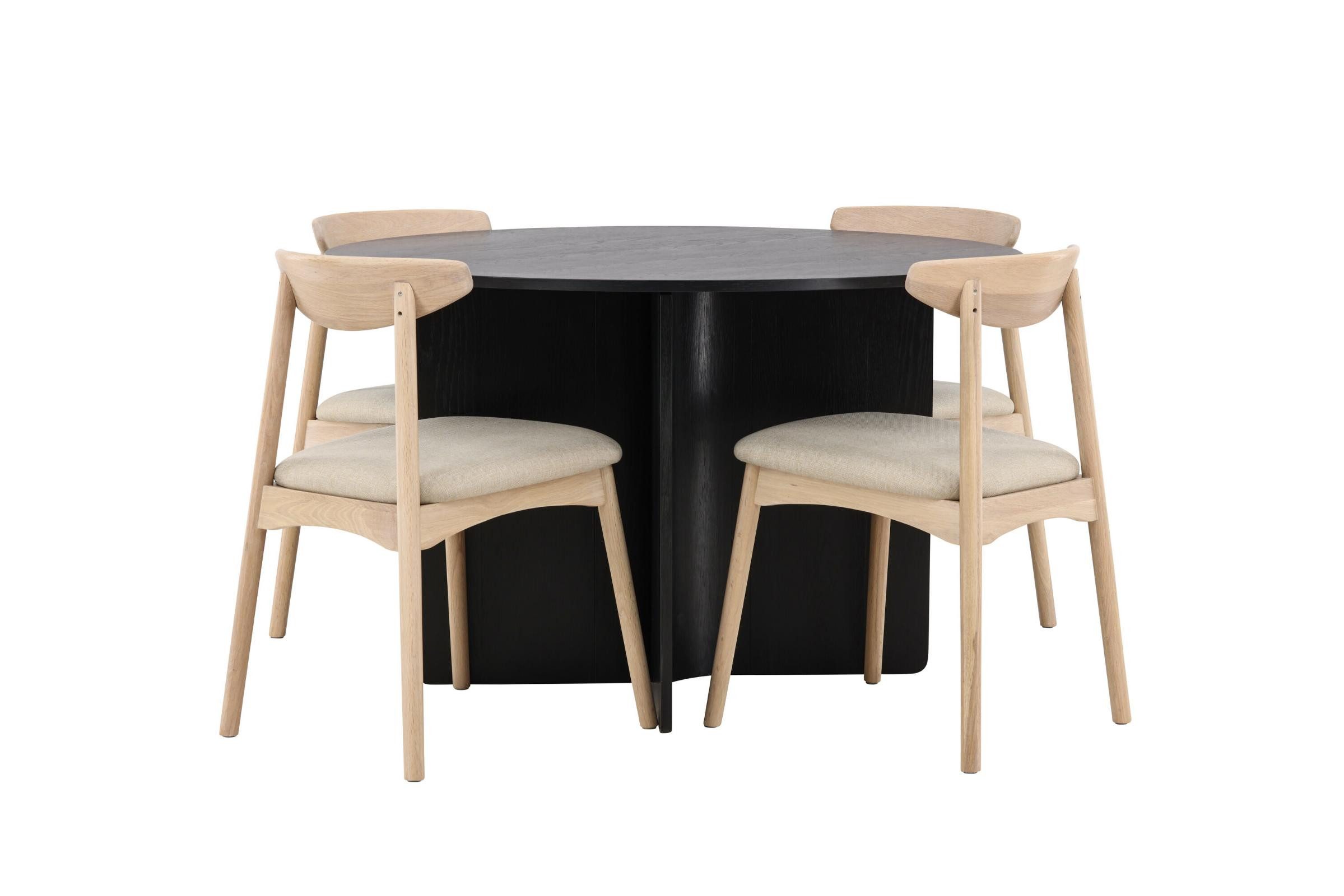 ebuy24 Essgruppe Tyresö Essgruppe Esstisch schwarz 4 Stühle Whitewa, (5-tlg)