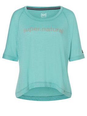 SUPER.NATURAL Print-Shirt für Damen aus Merino W LIQUID FLOW TEE hoch geschnitten und leichtes Material