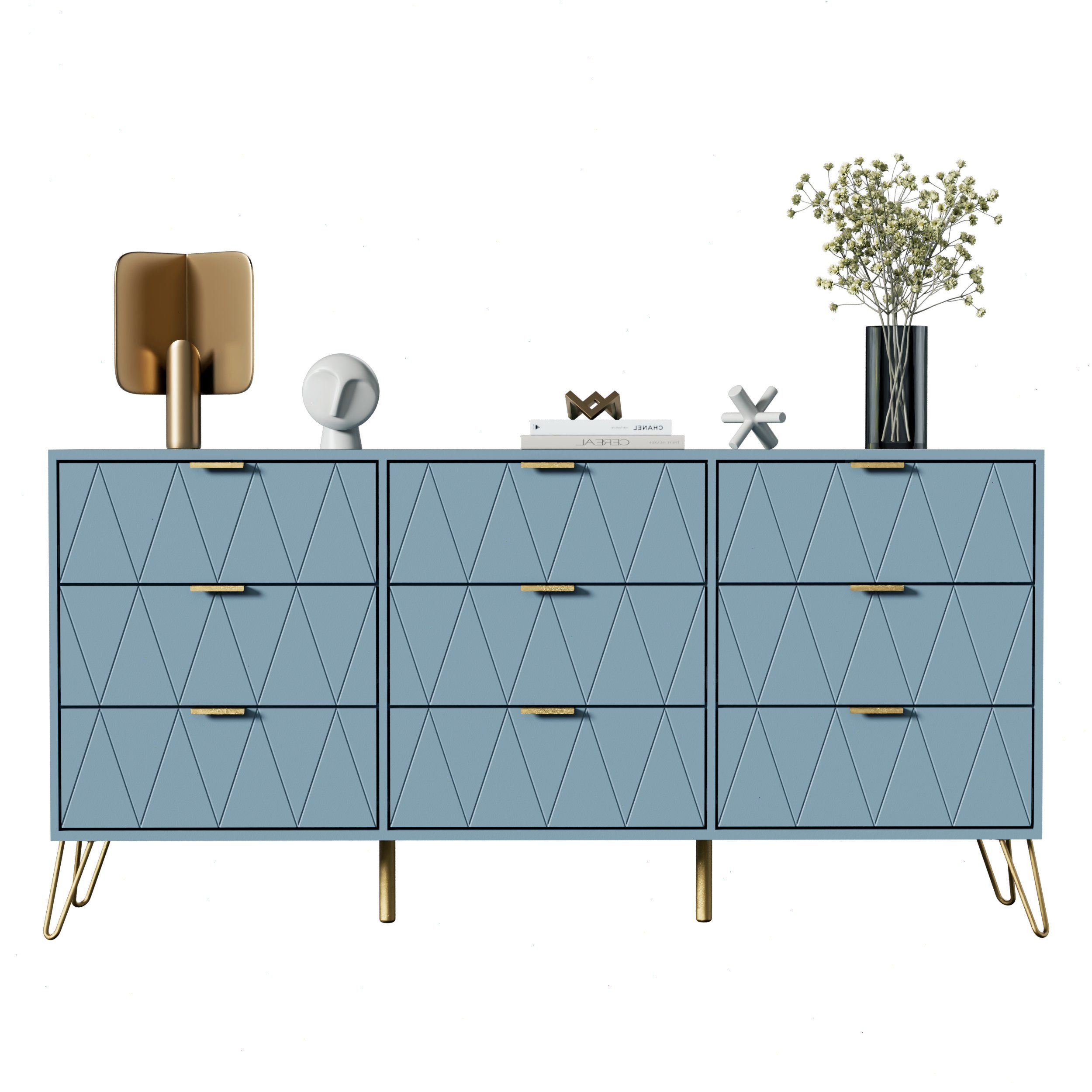 UEV Kommode modern Sideboard schmal Mehrzweckschrank für Kleidung Dokumente (Packung)