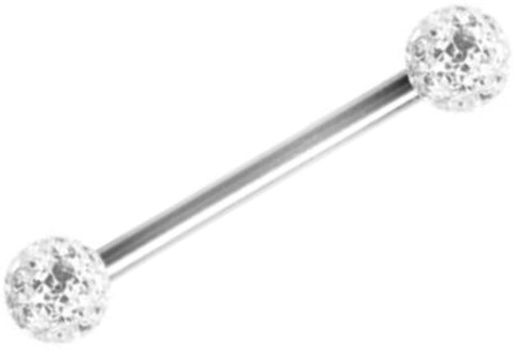 Karisma Brustwarzenpiercing Brustwarzen Brust Piercing Edelstahl Mit Kristall Elements 2 x Kugel 5mm Beschichtet- Weiss CJRB2S-05XS - 12.0 Millimeter