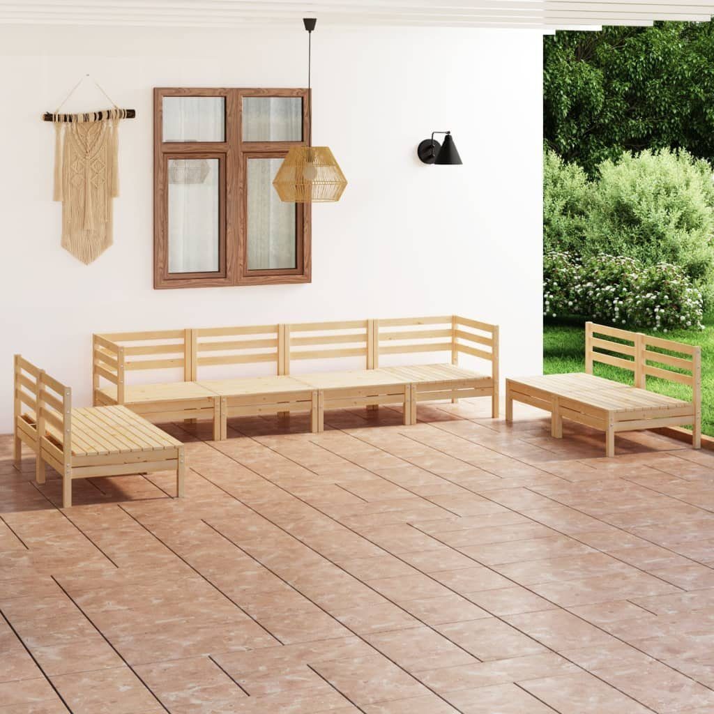 vidaXL Gartenlounge-Set 8-tlg. Garten-Lounge-Set Massivholz Kiefer, (1-tlg) Braun