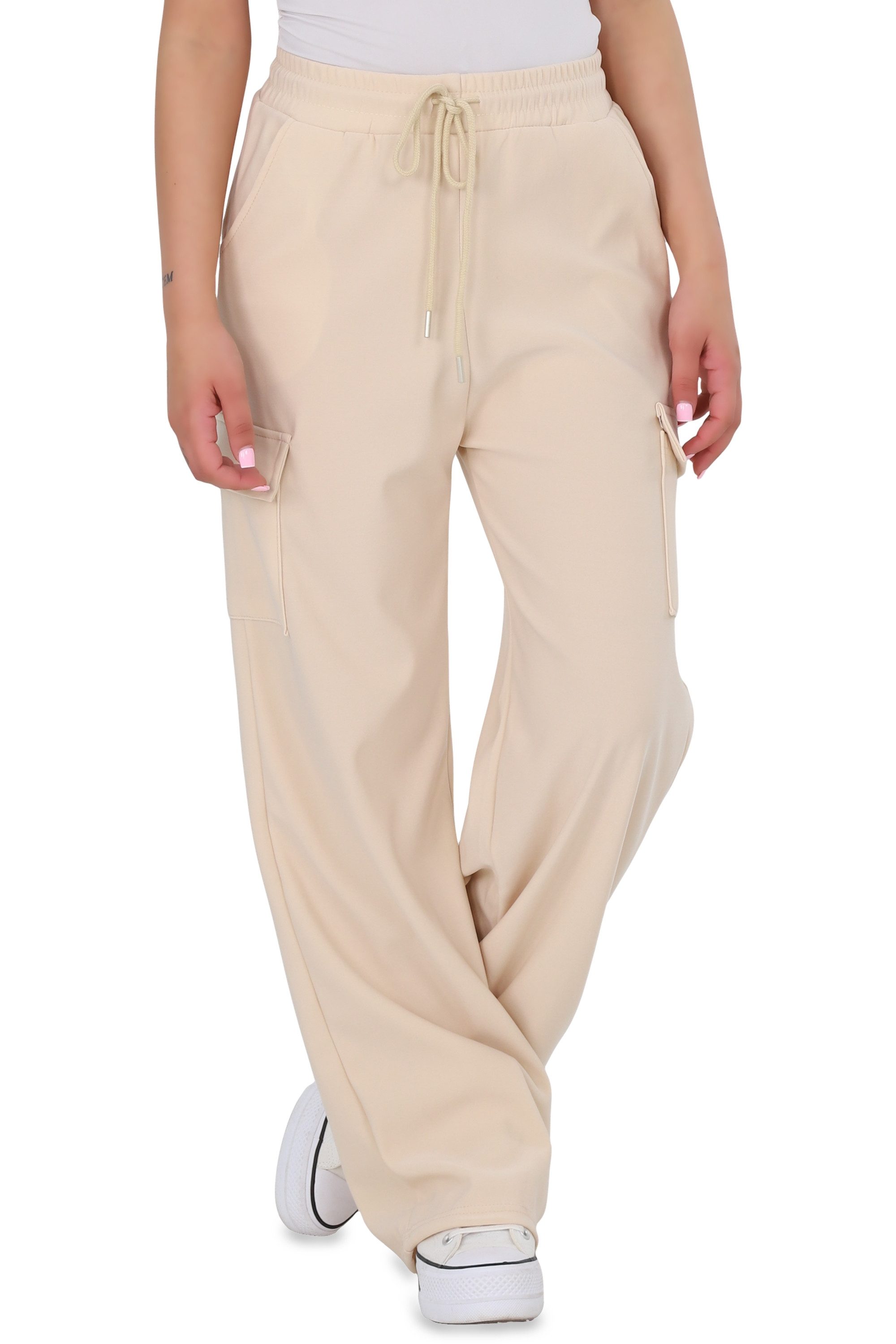 malito more than fashion Jogginghose malito Damen Jogginghose mit geradem Beinabschluss und Seitentaschen Freizeithose Sweathose Cargohose Loose Fit mit Seitentaschen 10992