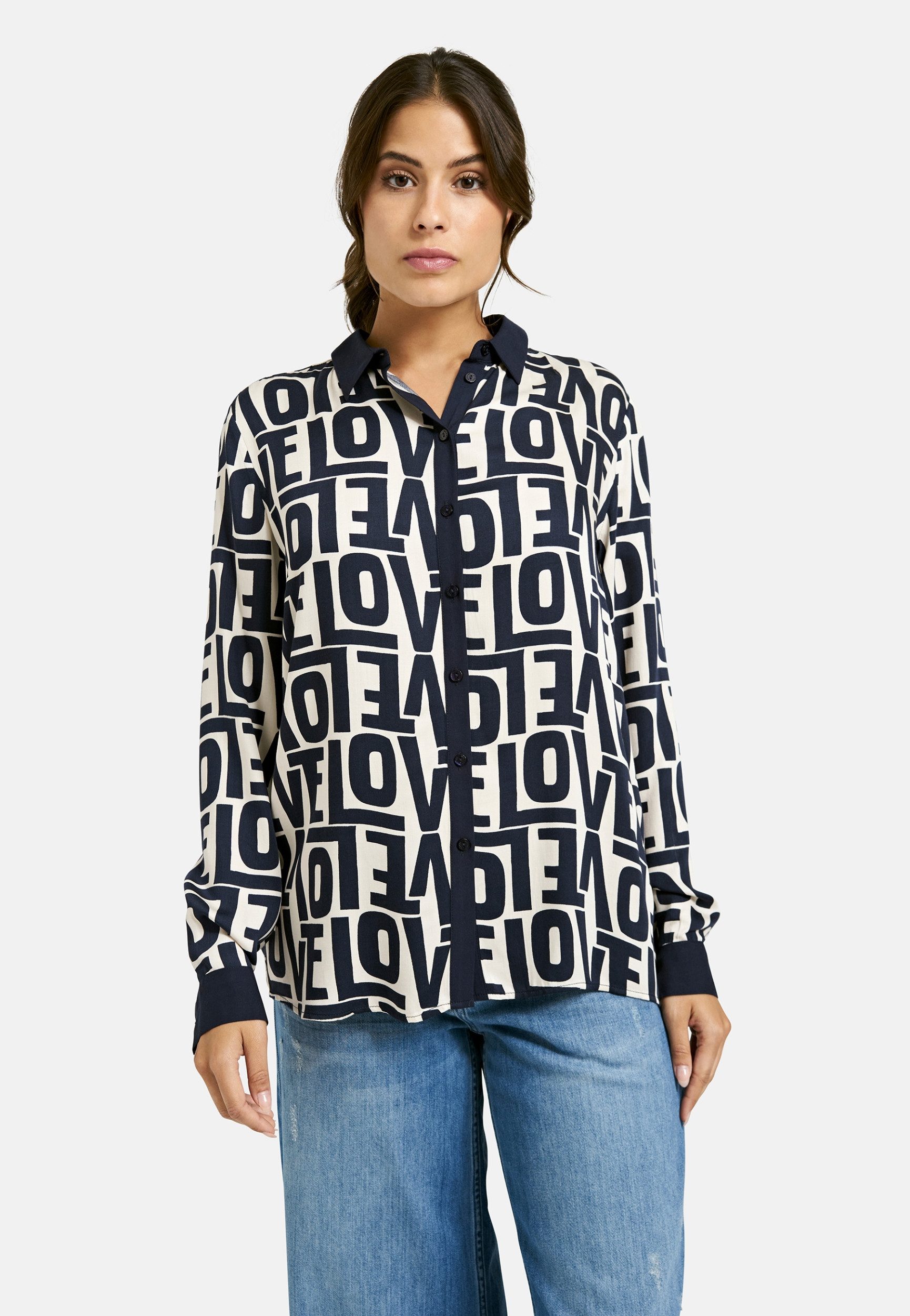 Milano Italy Blusentop Hemd mit Schriftzugprint