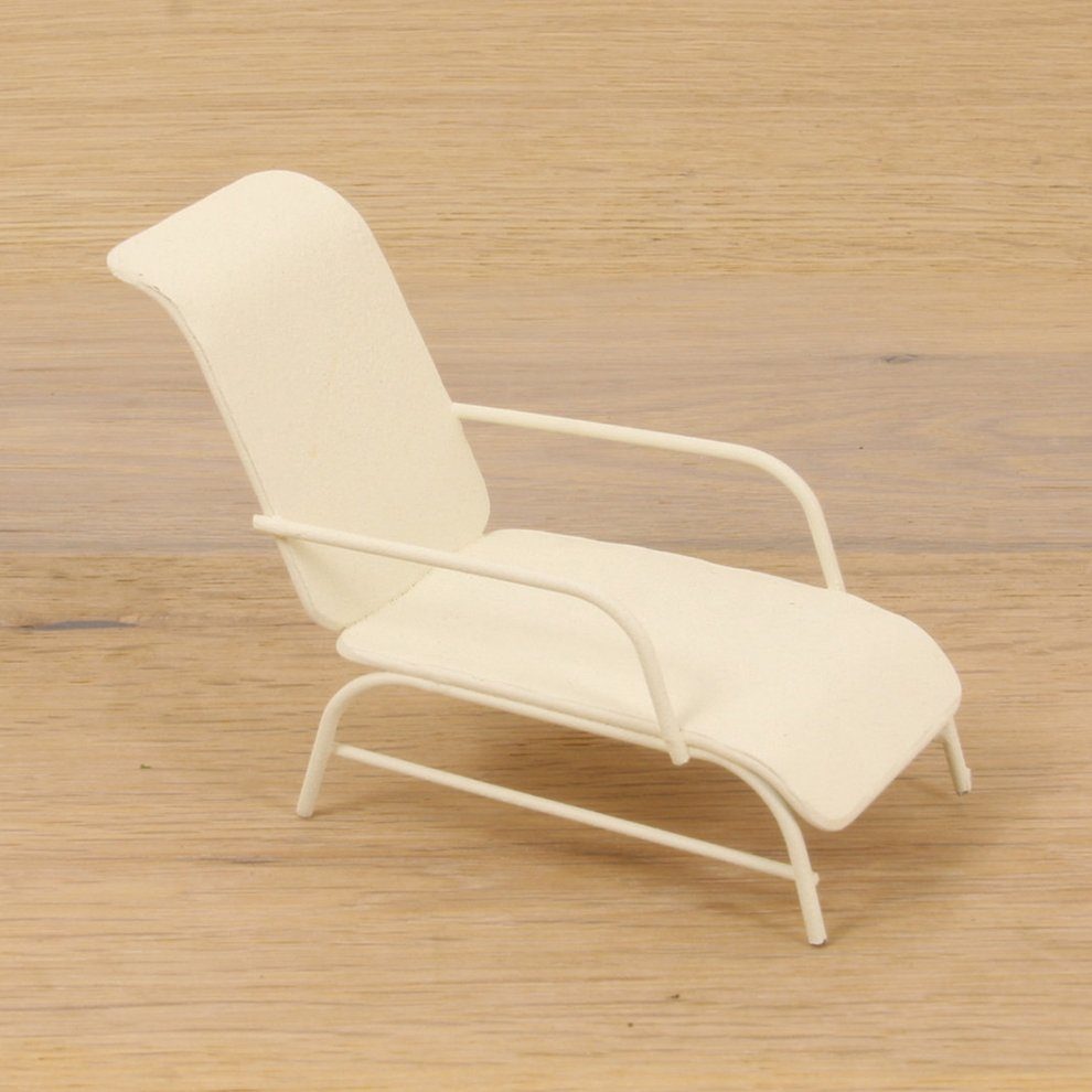 Minigarten 4,4 cm Liegestuhl weiß mini, dekoprojekt Dekofigur