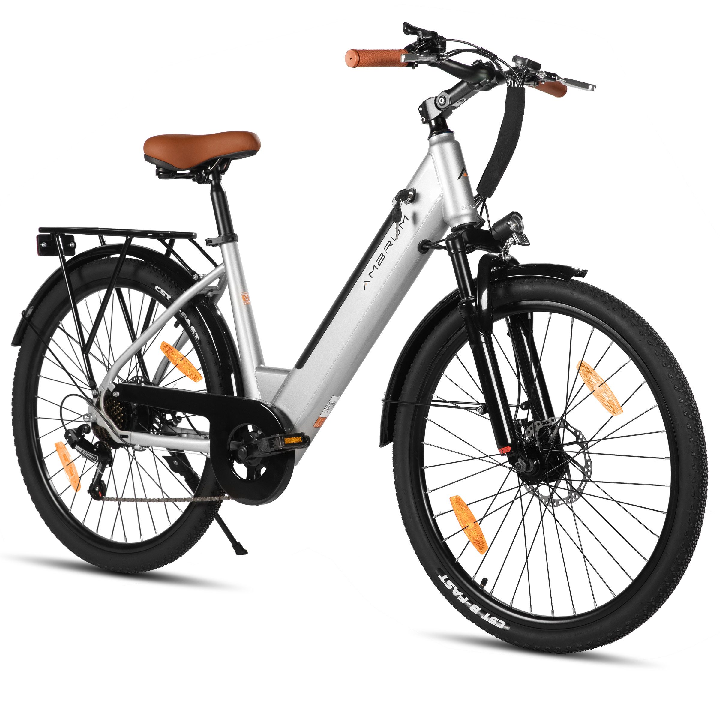 E-Bike 26" E-Mountainbike mit Shimano-Schaltung, Gepäckträger & Nabenmotor