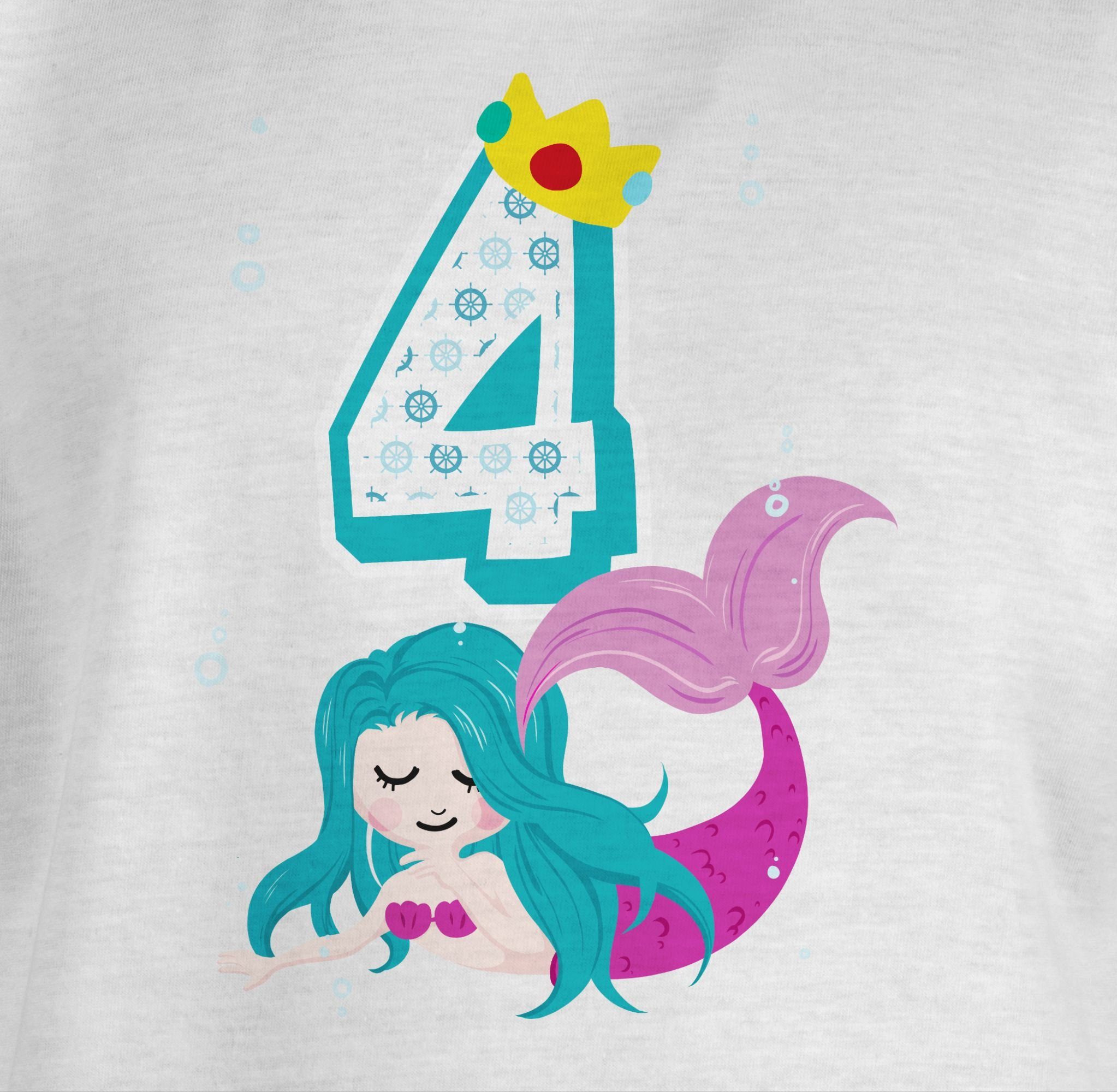 Kinder Kids (Gr. 92 -146) Shirtracer T-Shirt Meerjungfrau Vierter - 4. Geburtstag - Mädchen Kinder T-Shirt