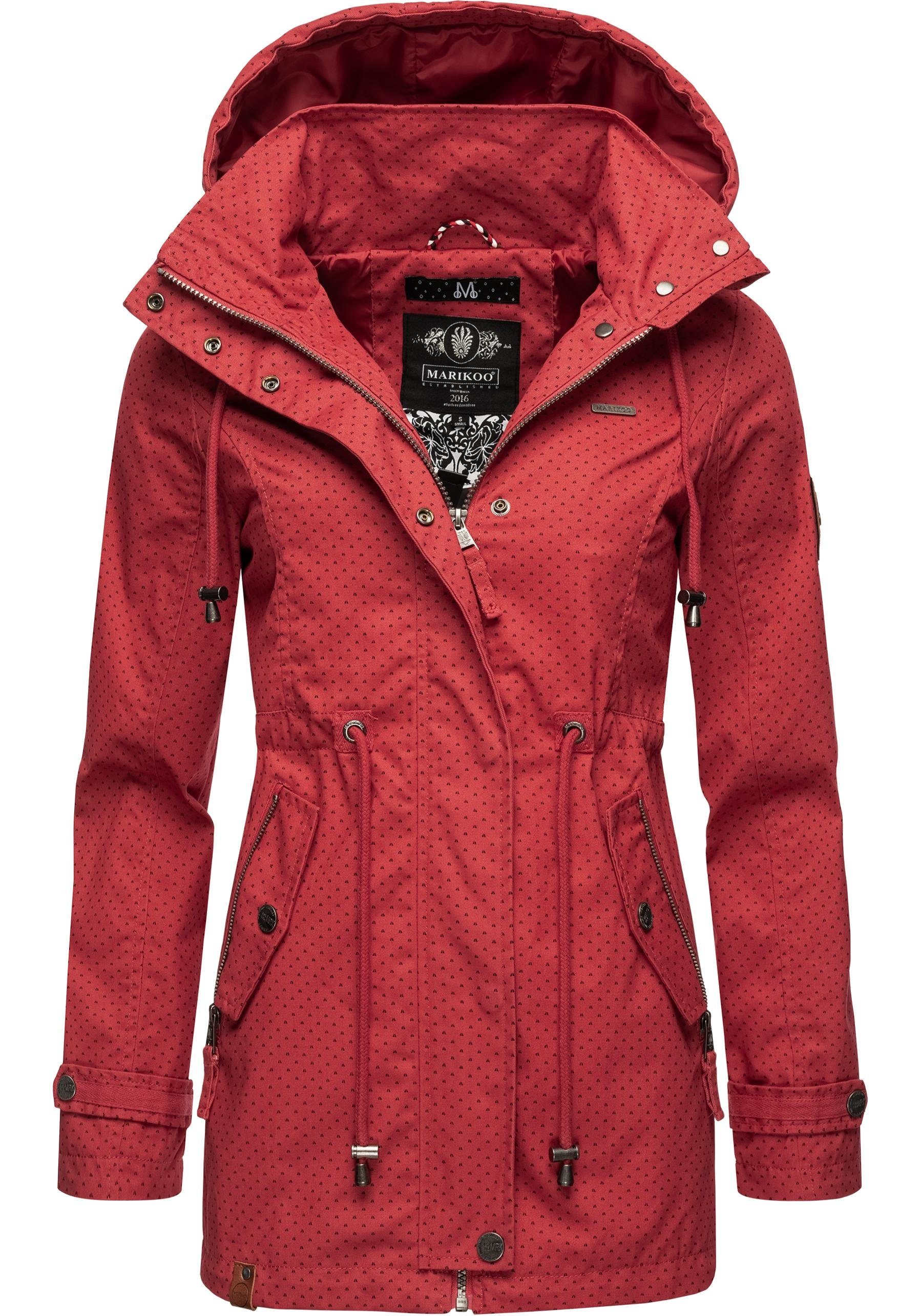 Nyokoo Outdoorjacke modische Baumwoll Marikoo Kapuze großer Übergangsjacke feuerrot mit