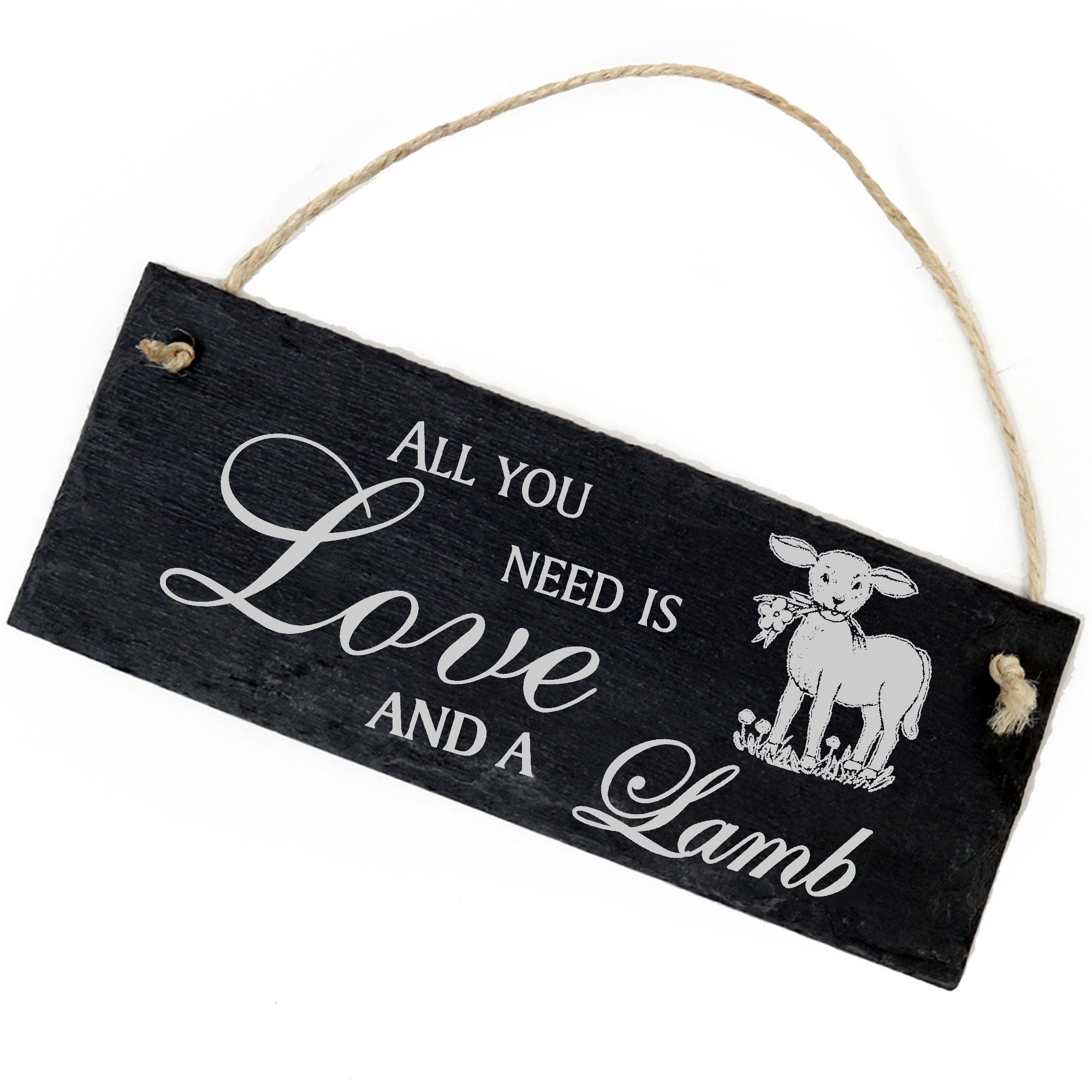 Dekolando Hängedekoration Lamm mit Blume 22x8cm All you need is Love and a Lamb