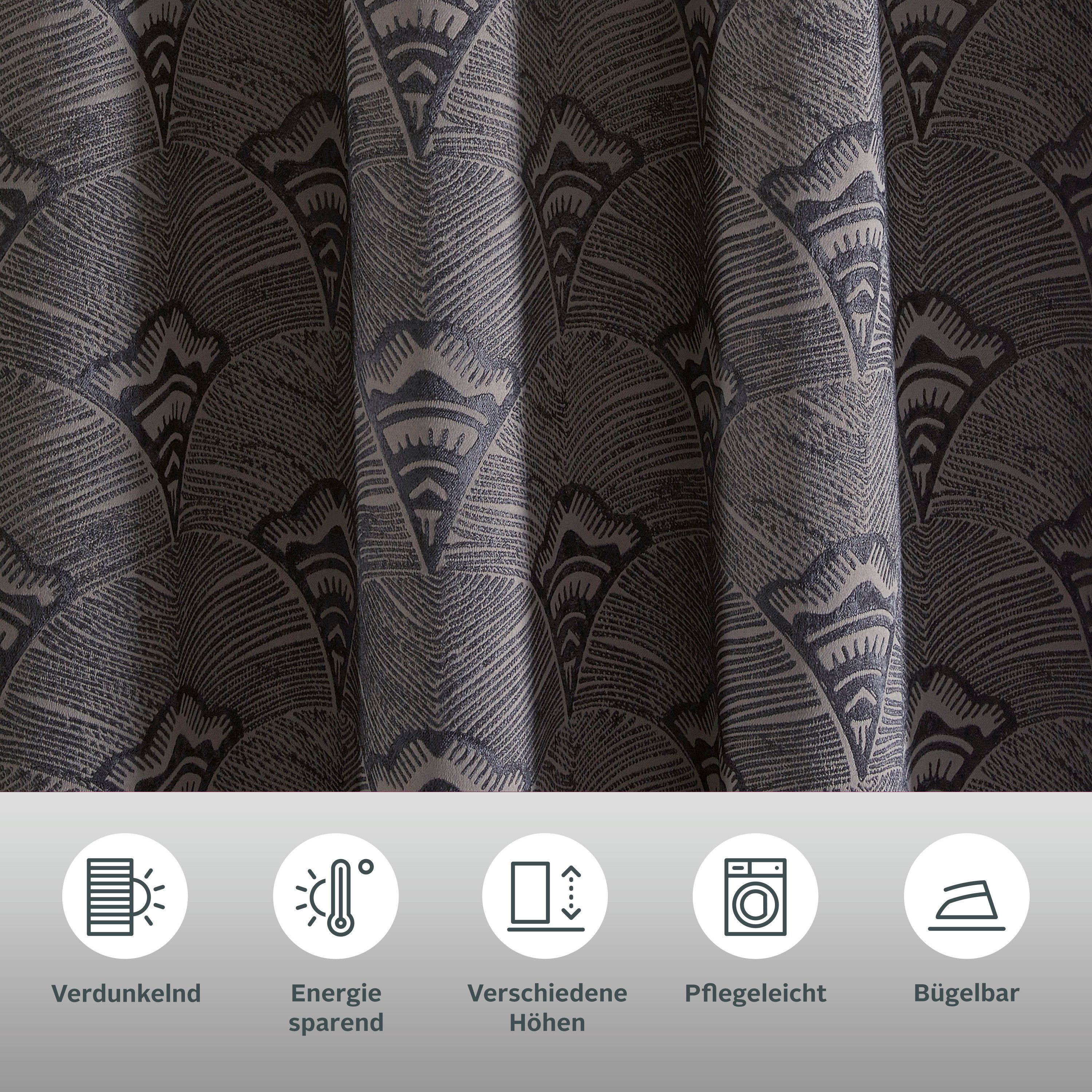 Bruno Banani Verdunkelungsvorhang Alessio (1 St), Kräuselband, verdunkelnd, Polyester, Elegantes Muster, Jacquard, verdunkelnder Vorhang, blickdicht,modern