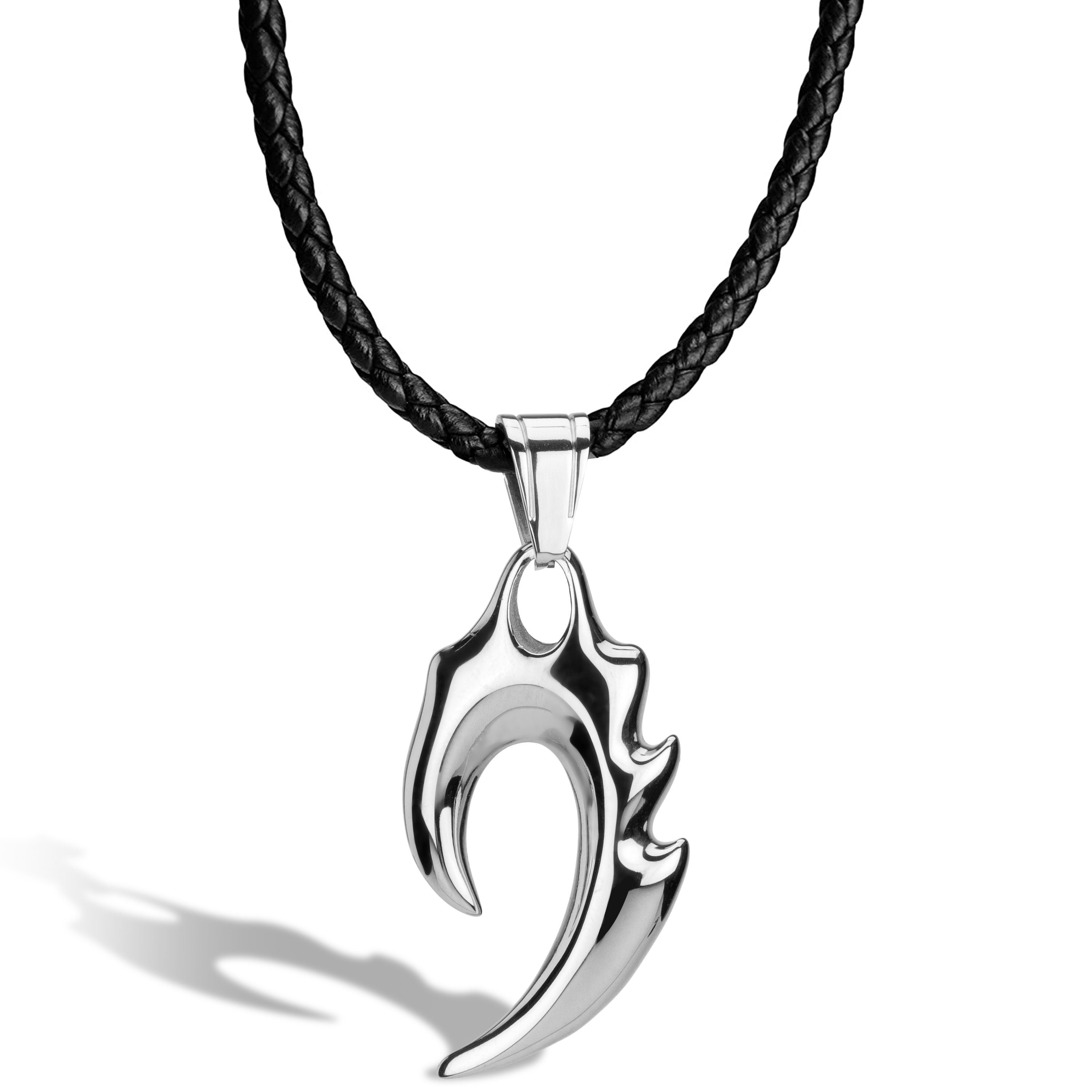Lederband Lederhalskette mit Edelstahlanhänger "Flame"