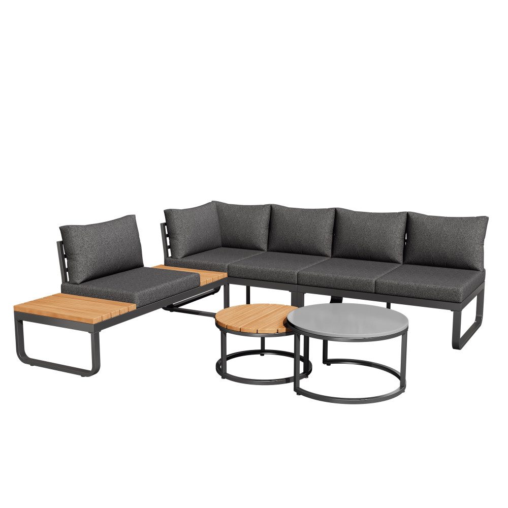 BBWL Gartenlounge-Set mit Couchtischen, verzinkter Eisenrahmen Loungemöbel, Tische, Polster, Gartenmöbel Set 4–5 Personen