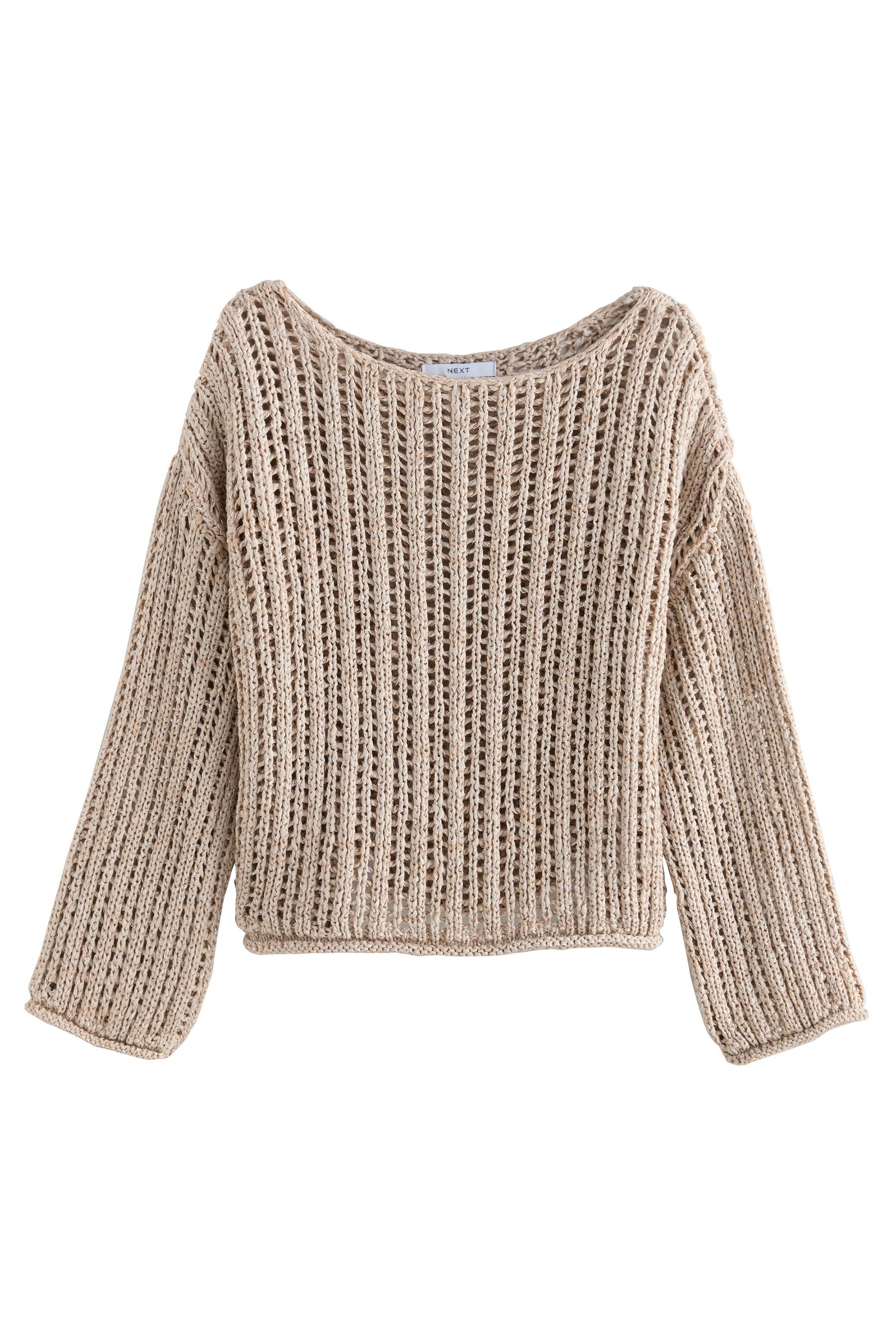 Strickpullover Schulterfreier Pullover mit ausgestellten Ärmeln