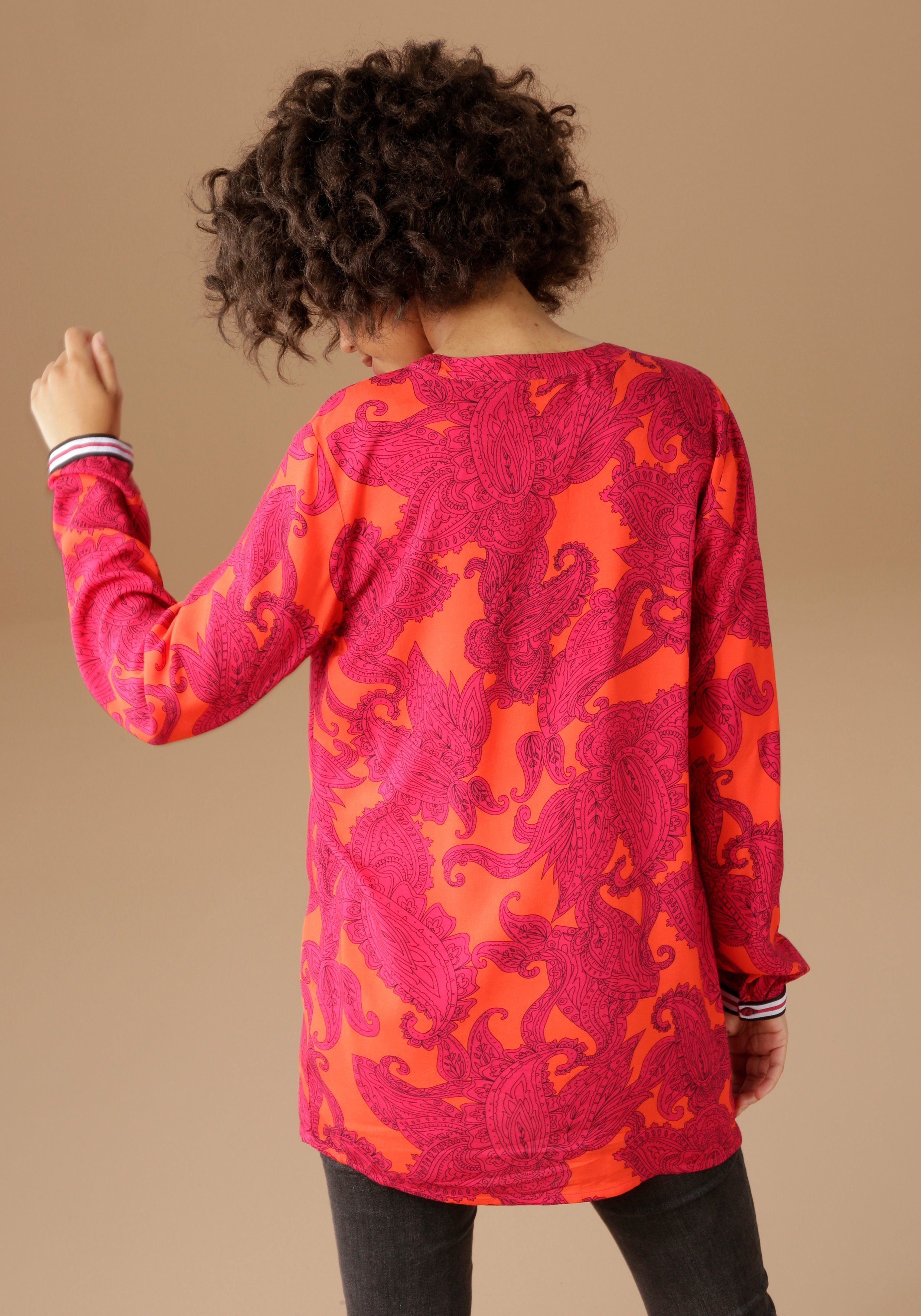 Aniston CASUAL Schlupfbluse mit farbenfrohem, großflächigem Ornament-Druck günstig online kaufen