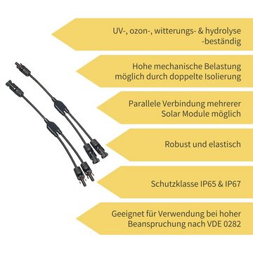 avoltik Wechselrichter MC4 Y2 Y3 Y4 Y-Verteiler Kabel Stecker Buchse Paar schwarz Solar