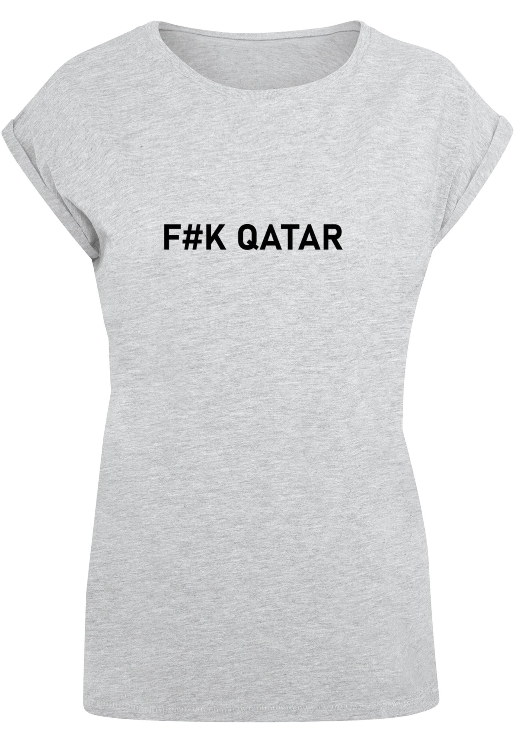 Extended Qatar Shoulder T-Shirt (1-tlg) Tee F#K heathergrey Ladies Damen Merchcode