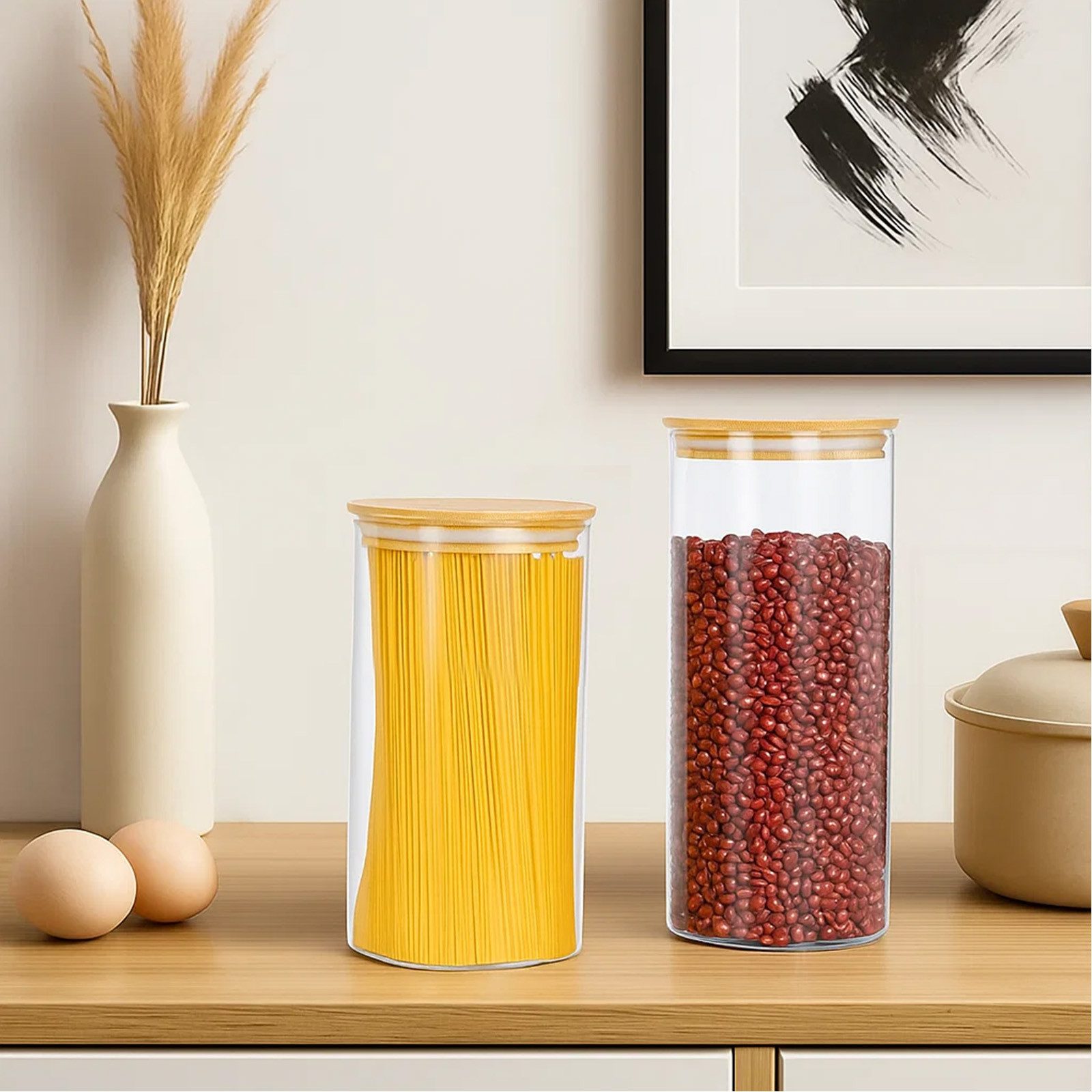 Youyijia Vorratsdose Glas Vorratsdosen mit Deckel Luftdicht, Spaghetti Vorratsglas – Bild 4 von 5