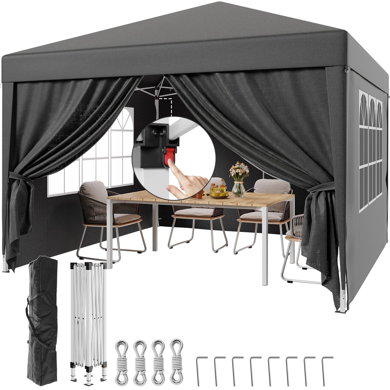 HOMALL Faltpavillon 3x3m Klappbare Partyzelt,Pop-up Gartenpavillon günstig online kaufen