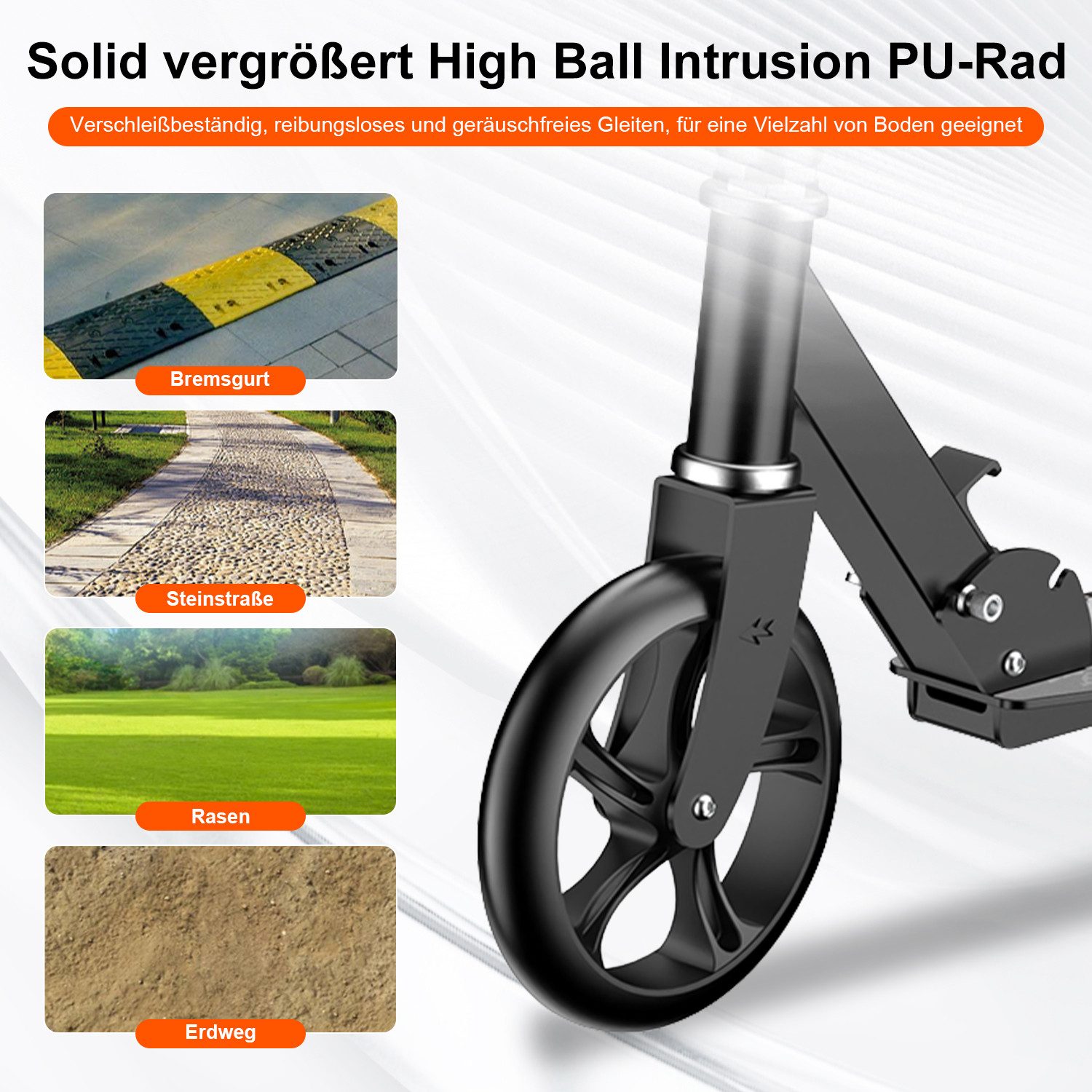 FOXSPORT Cityroller Leichter faltbarer, für Erwachsene und Kinder, 1 km/h, (Packung, mit Schutzblechen), klappbar&höhenverstellbar Scooter 200mm Räder Maximale  – Bild 5 von 5