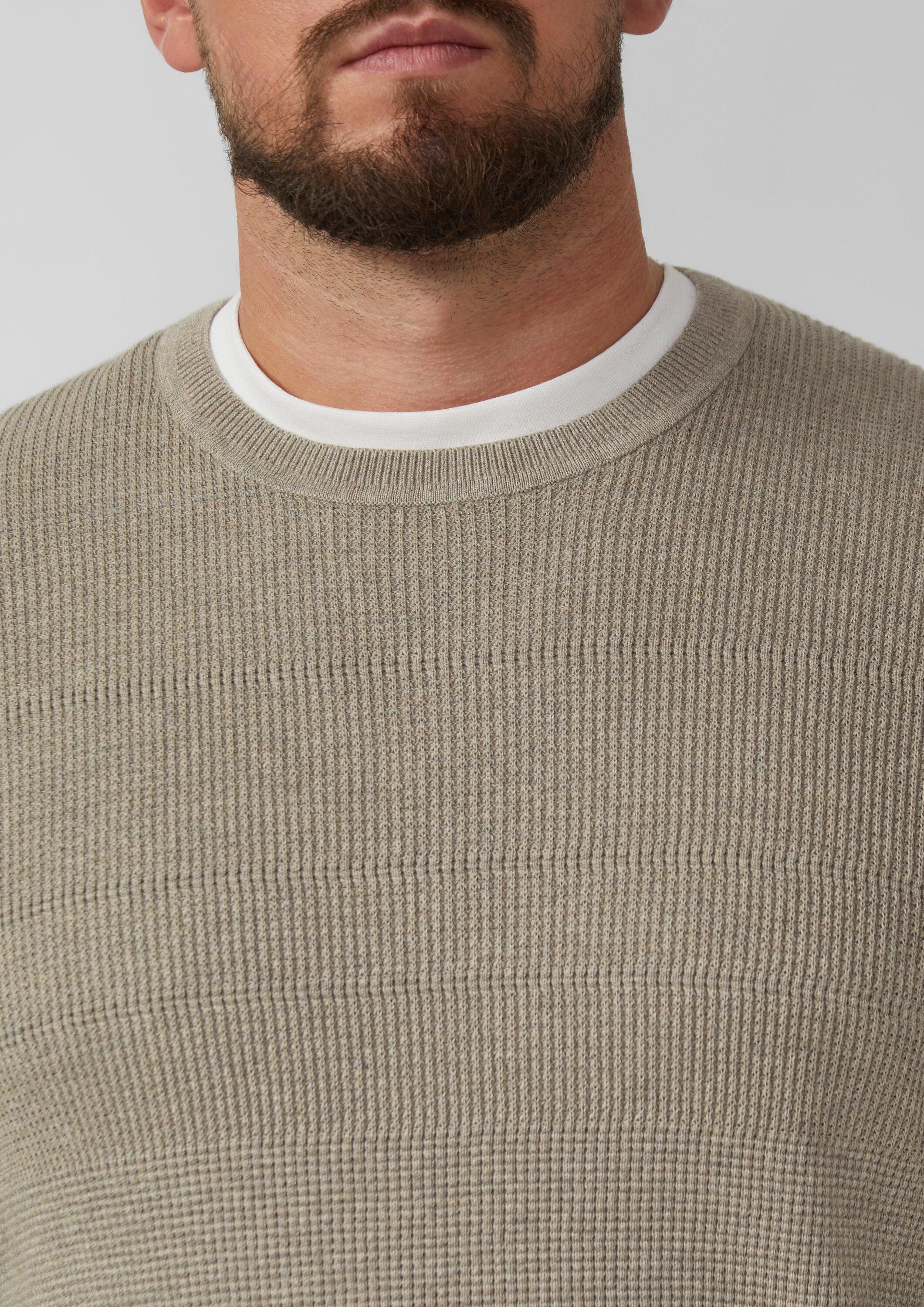 s.Oliver Longpullover Strickpullover Strukturmix-Pullover aus reiner Baumwolle