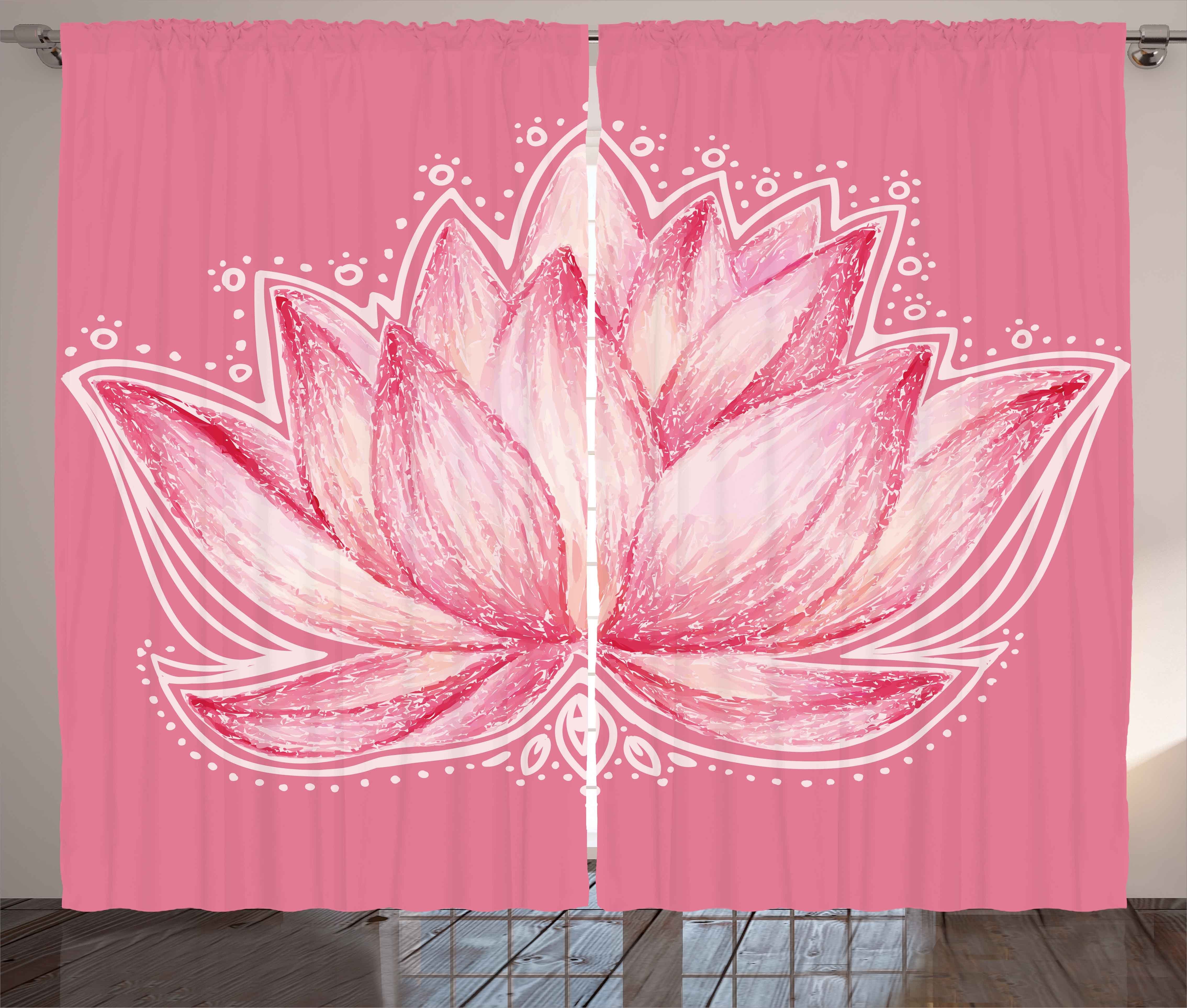 Gardine Schlafzimmer Kräuselband Schlaufen Abakuhaus, Meditation Vorhang Haken, mit Lotus Chakra und Yoga