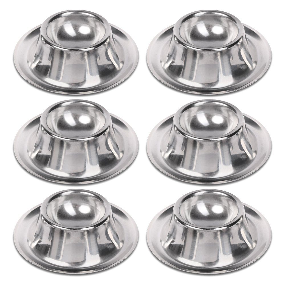 Eierbecher Schramm® 6 Stück Edelstahl Eierbecher ca. 8,5 cm x 2,3 cm Eierhalter poliert stapelbar Eier Becher Egg Cup Eierständer Ständer